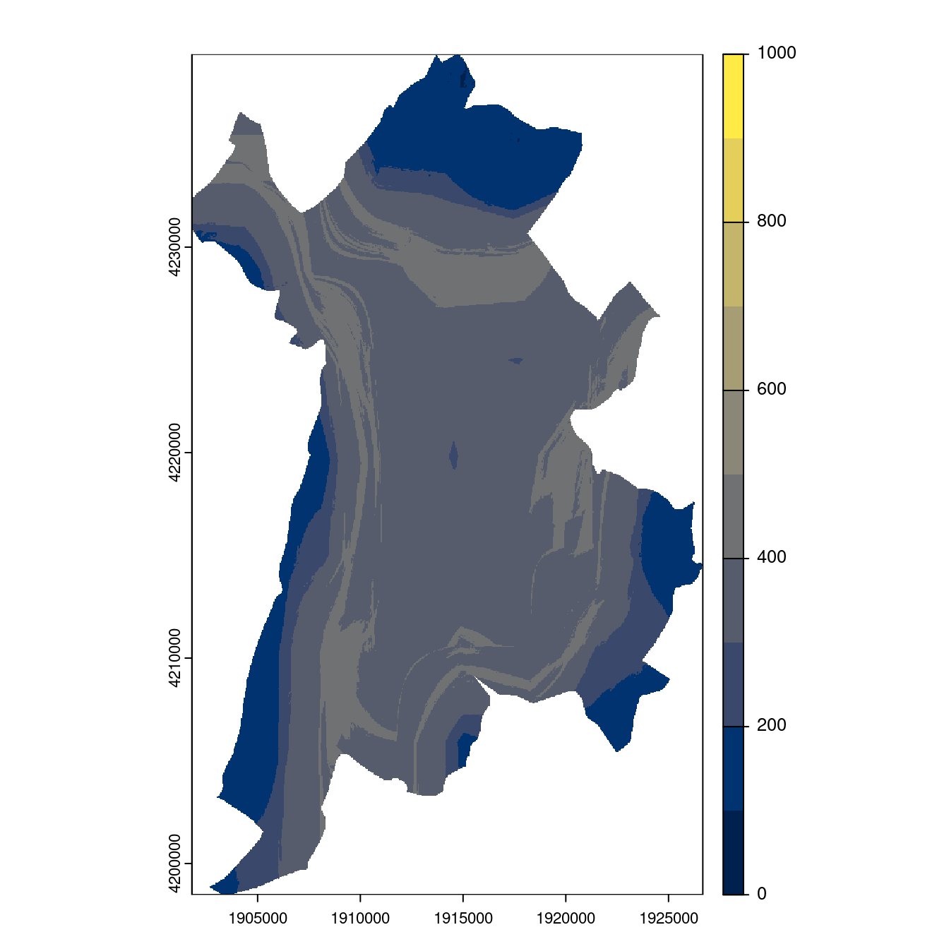 Projection des distributions potentielles contemporaine et futures jusqu'à l'horizon 2100 sous le scénario SSP5-8.5 (modèle d'ensemble, GCM IPSL).