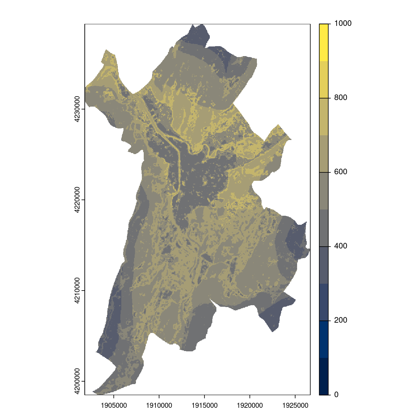 Projection des distributions potentielles contemporaine et futures jusqu'à l'horizon 2100 sous le scénario SSP5-8.5 (modèle d'ensemble, GCM IPSL).