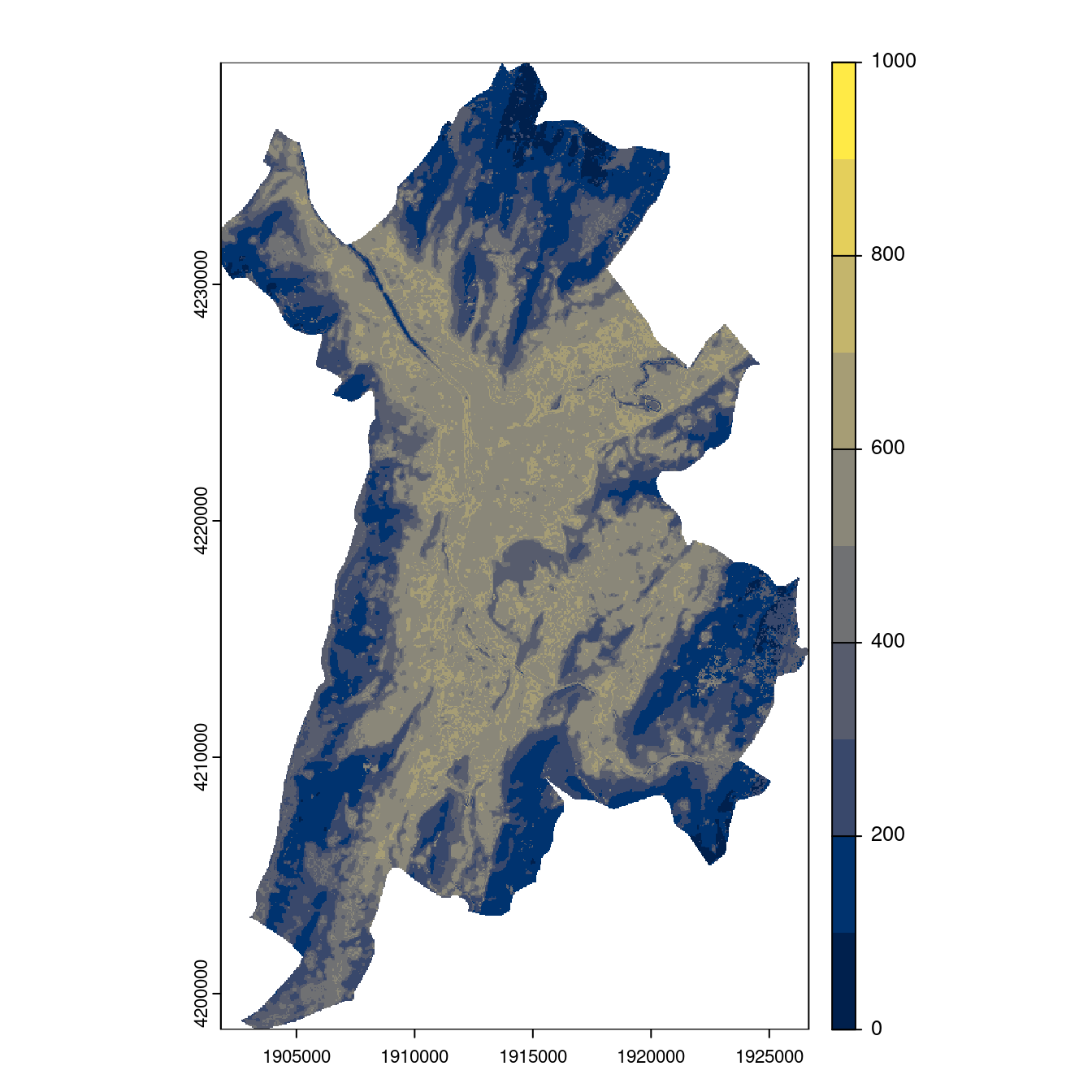 Projection des distributions potentielles contemporaine et futures jusqu'à l'horizon 2100 sous le scénario SSP5-8.5 (modèle d'ensemble, GCM IPSL).