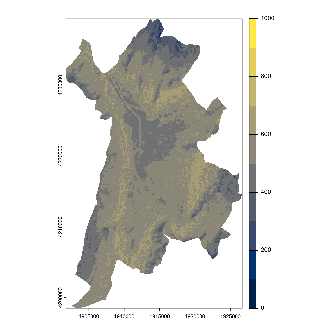 Projection des distributions potentielles contemporaine et futures jusqu'à l'horizon 2100 sous le scénario SSP5-8.5 (modèle d'ensemble, GCM IPSL).