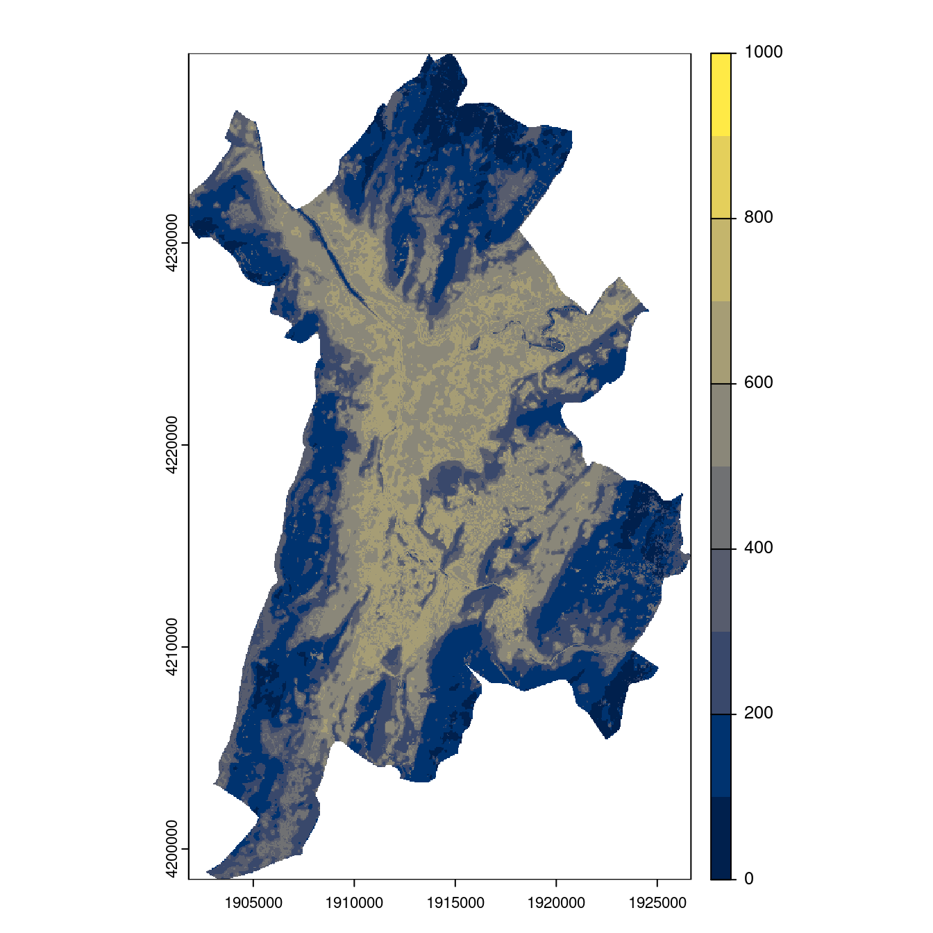 Projection des distributions potentielles contemporaine et futures jusqu'à l'horizon 2100 sous le scénario SSP5-8.5 (modèle d'ensemble, GCM IPSL).