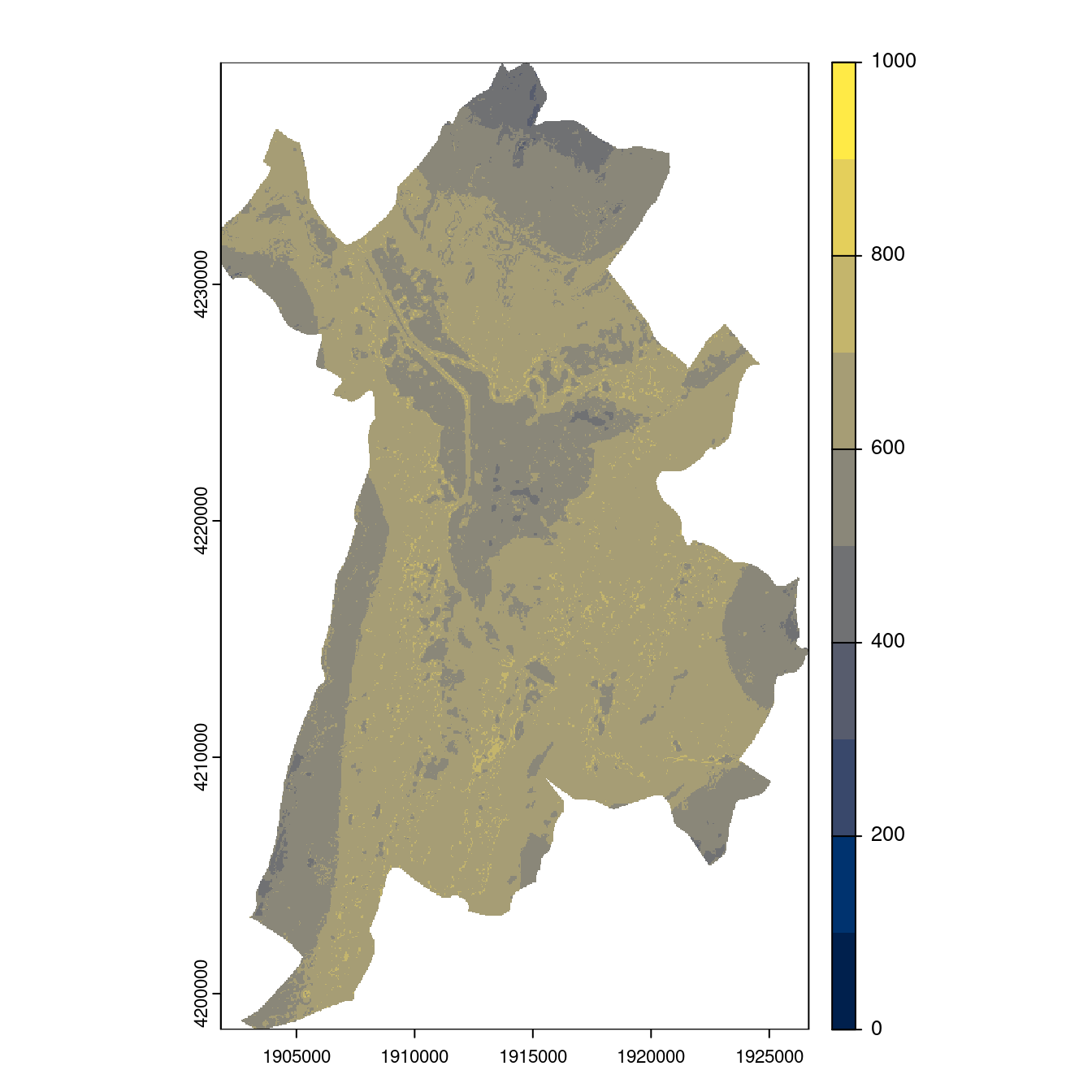 Projection des distributions potentielles contemporaine et futures jusqu'à l'horizon 2100 sous le scénario SSP5-8.5 (modèle d'ensemble, GCM IPSL).