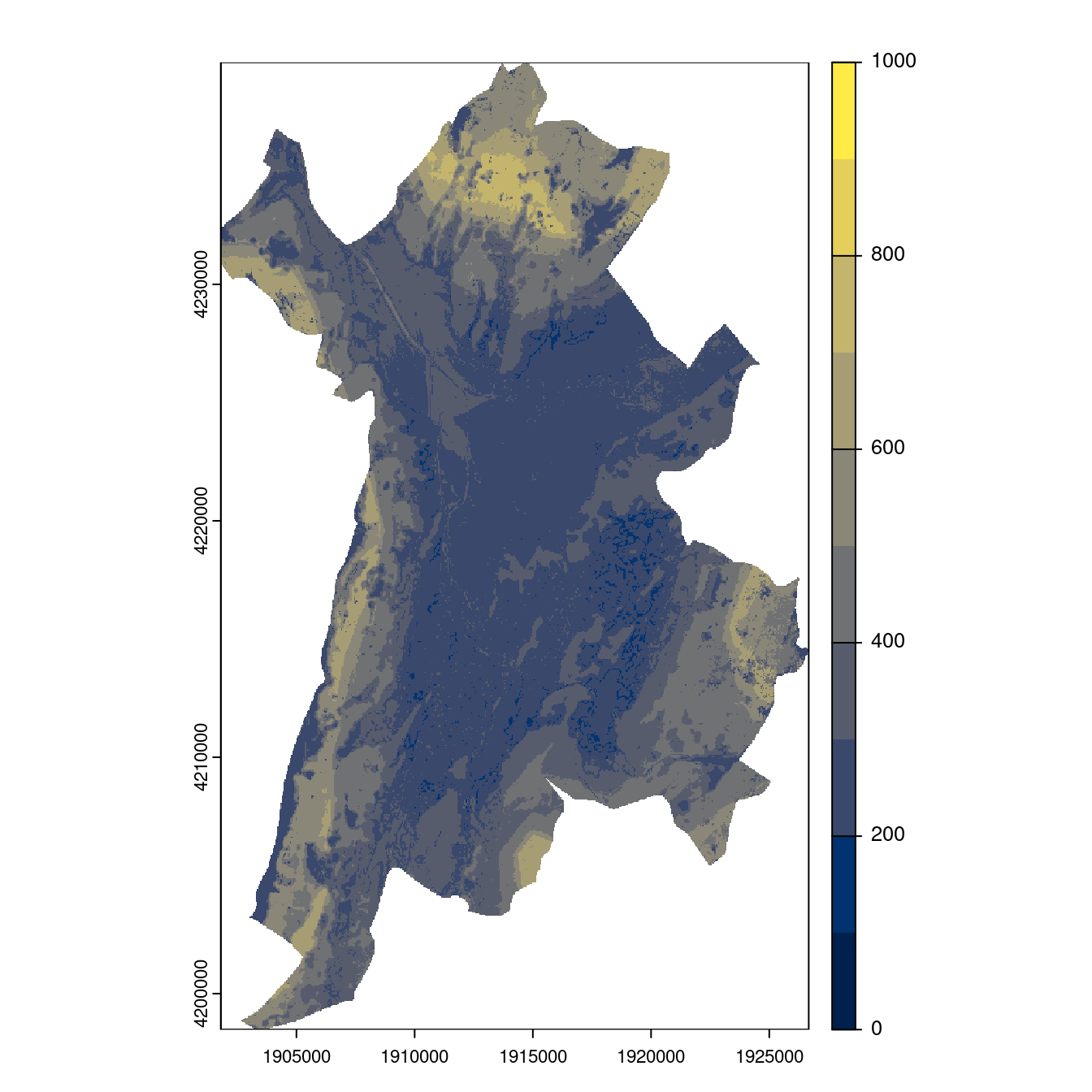 Projection des distributions potentielles contemporaine et futures jusqu'à l'horizon 2100 sous le scénario SSP5-8.5 (modèle d'ensemble, GCM IPSL).