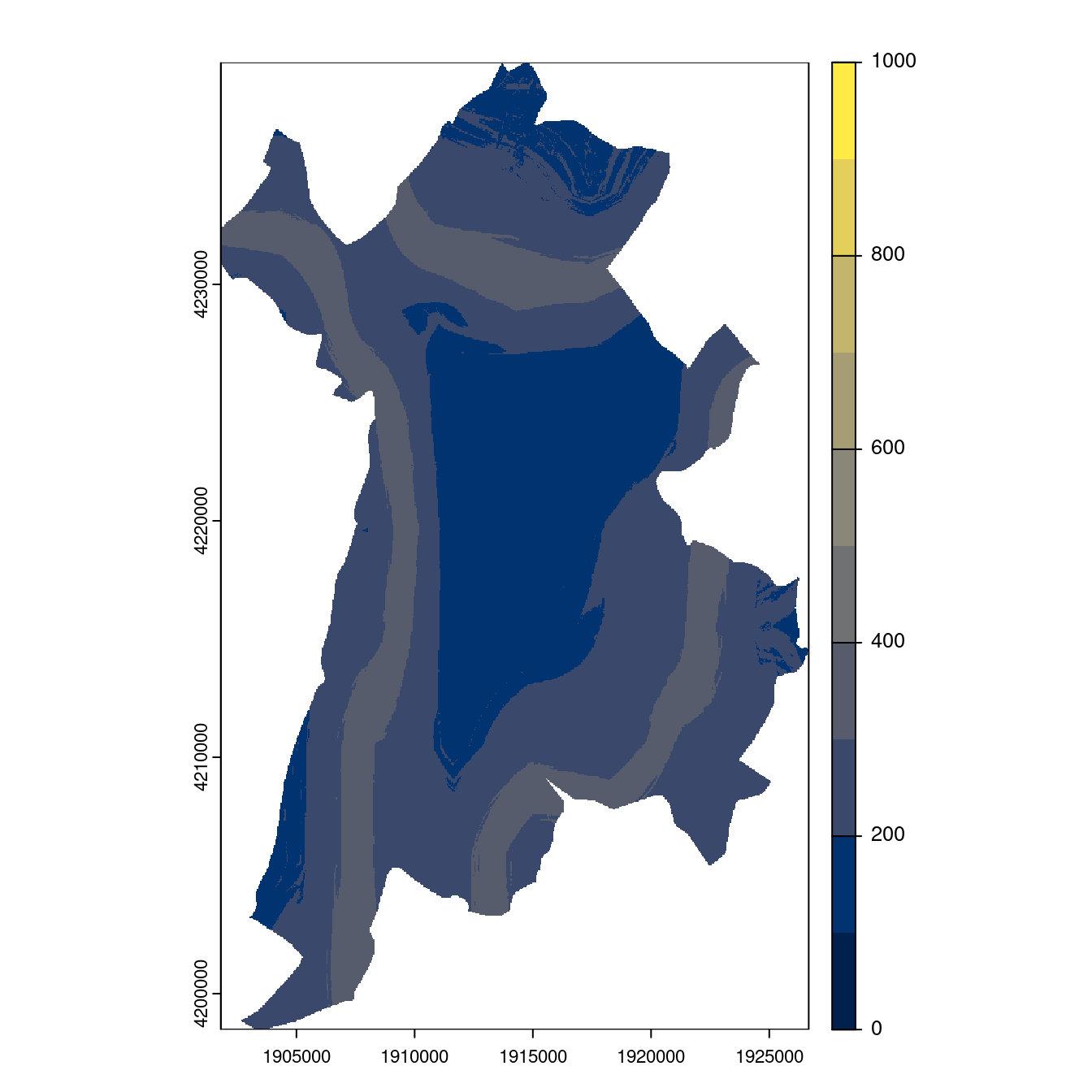Projection des distributions potentielles contemporaine et futures jusqu'à l'horizon 2100 sous le scénario SSP5-8.5 (modèle d'ensemble, GCM IPSL).