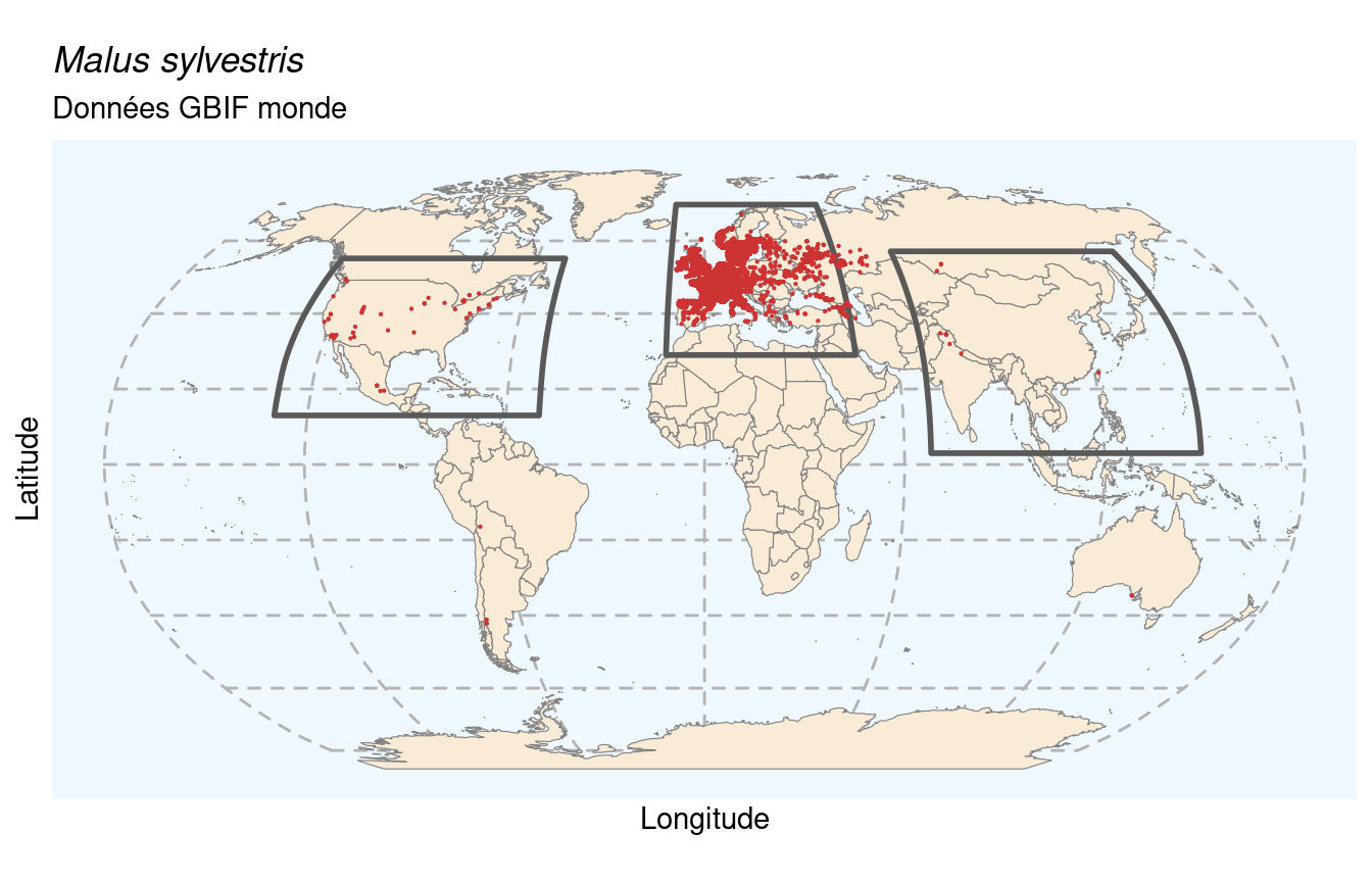 Occurrences de Malus sylvestris dans le monde.