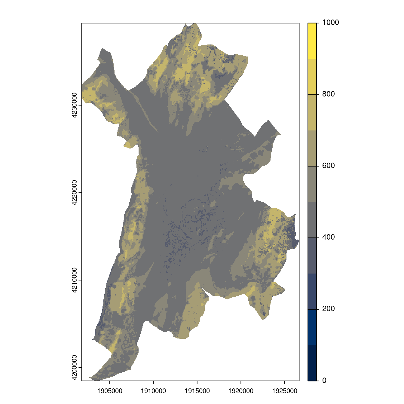Projection des distributions potentielles contemporaine et futures jusqu'à l'horizon 2100 sous le scénario SSP5-8.5 (modèle d'ensemble, GCM IPSL).