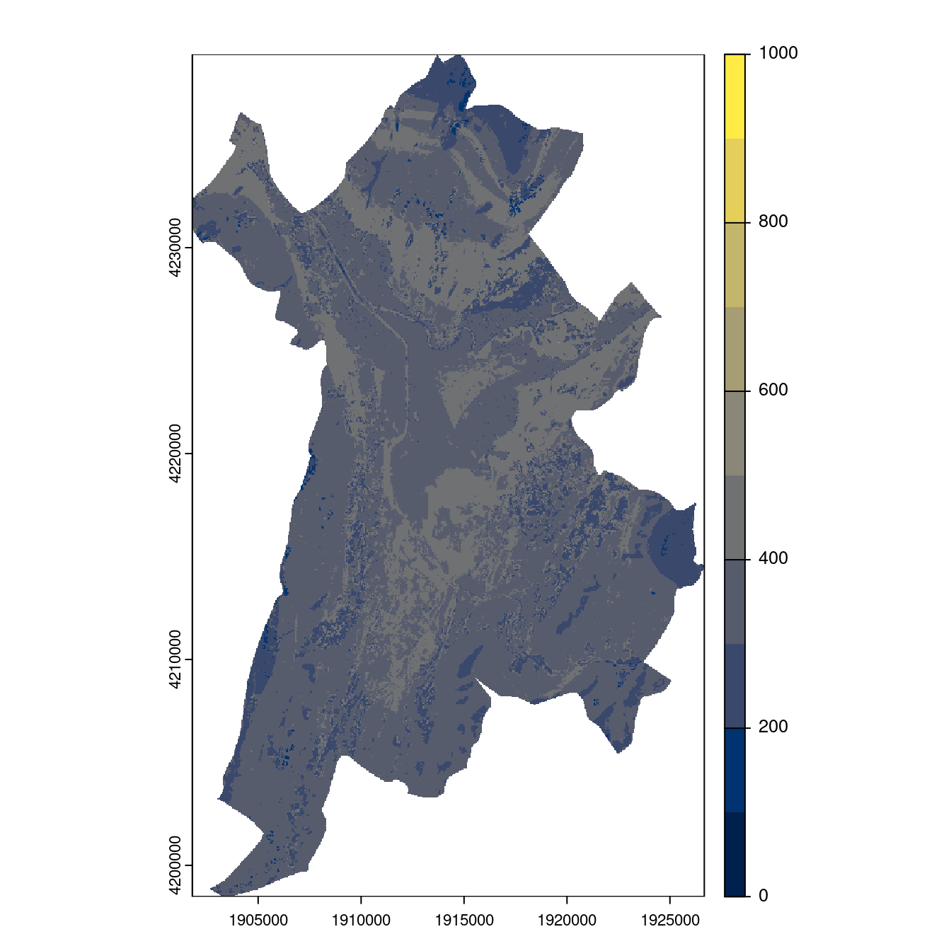 Projection des distributions potentielles contemporaine et futures jusqu'à l'horizon 2100 sous le scénario SSP5-8.5 (modèle d'ensemble, GCM IPSL).