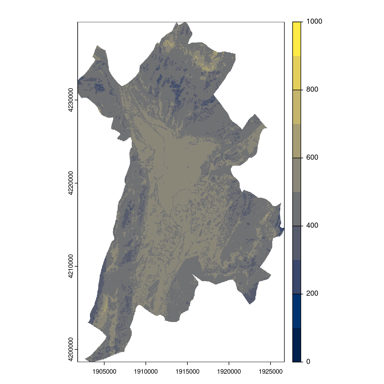 Projection des distributions potentielles contemporaine et futures jusqu'à l'horizon 2100 sous le scénario SSP5-8.5 (modèle d'ensemble, GCM IPSL).
