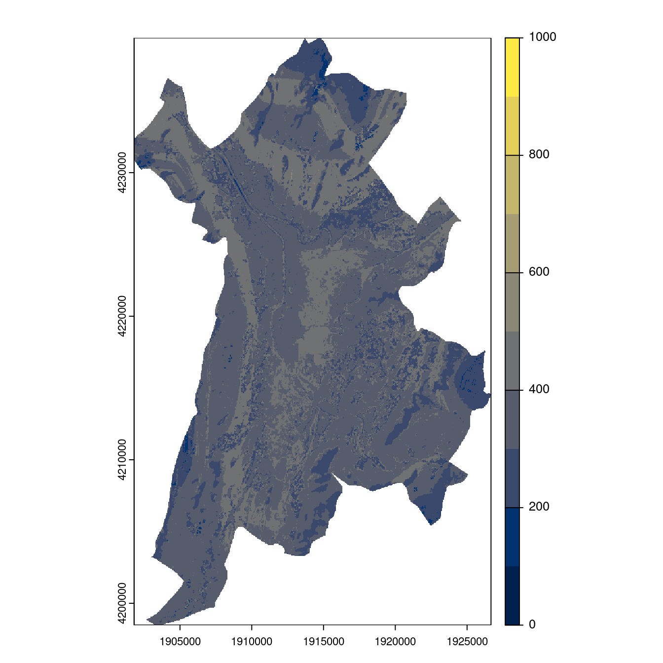 Projection des distributions potentielles contemporaine et futures jusqu'à l'horizon 2100 sous le scénario SSP5-8.5 (modèle d'ensemble, GCM IPSL).