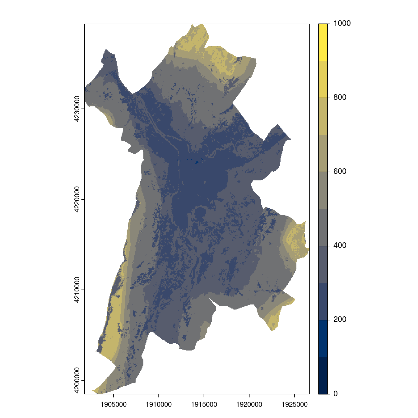 Projection des distributions potentielles contemporaine et futures jusqu'à l'horizon 2100 sous le scénario SSP5-8.5 (modèle d'ensemble, GCM IPSL).