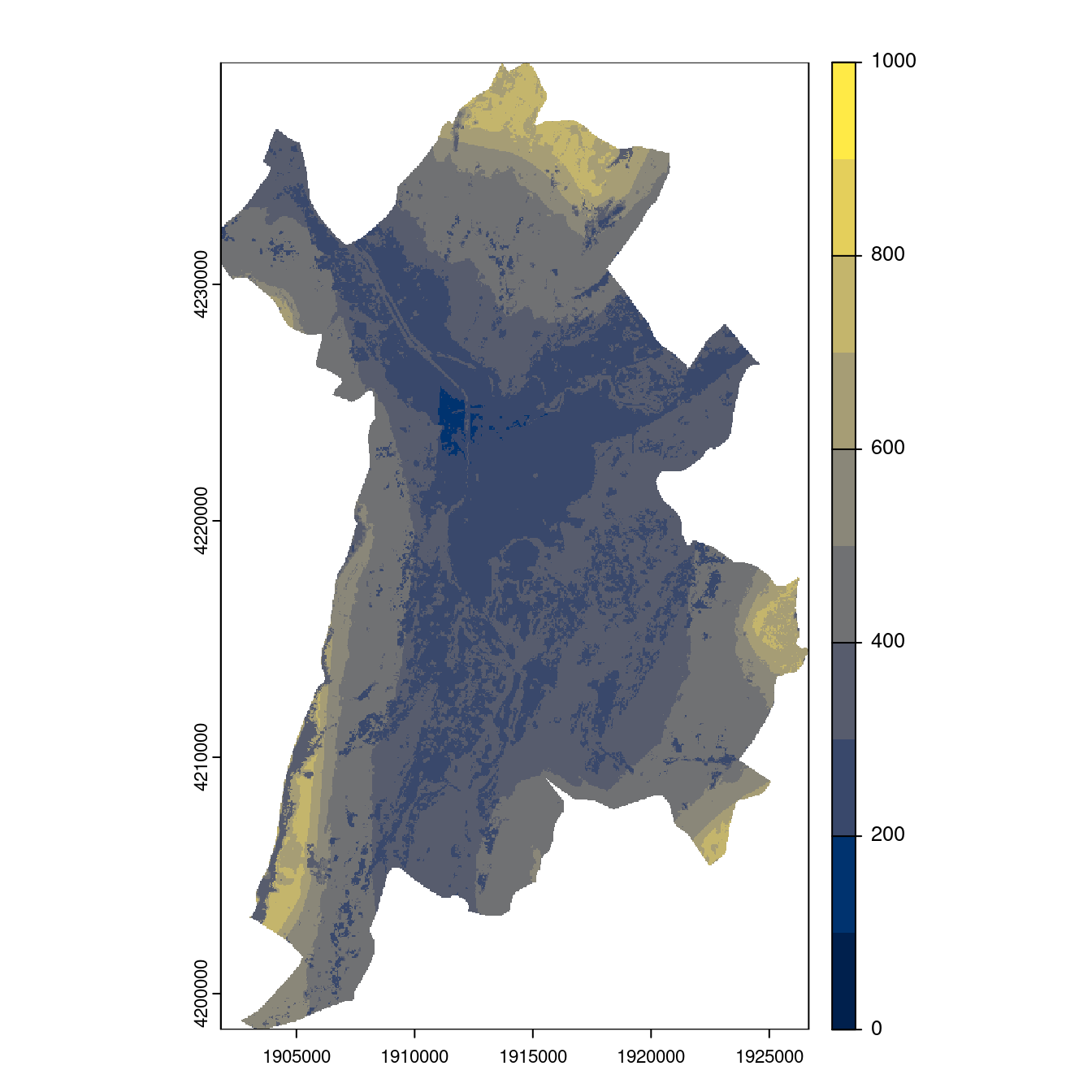 Projection des distributions potentielles contemporaine et futures jusqu'à l'horizon 2100 sous le scénario SSP5-8.5 (modèle d'ensemble, GCM IPSL).