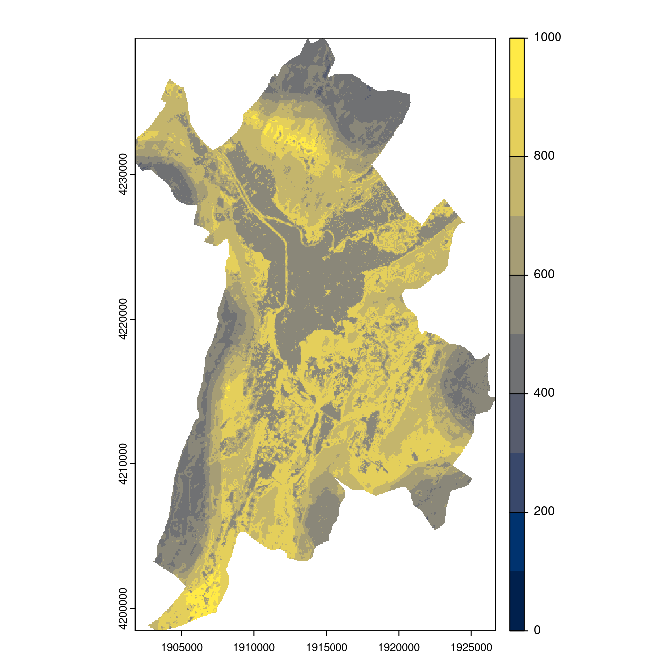 Projection des distributions potentielles contemporaine et futures jusqu'à l'horizon 2100 sous le scénario SSP5-8.5 (modèle d'ensemble, GCM IPSL).