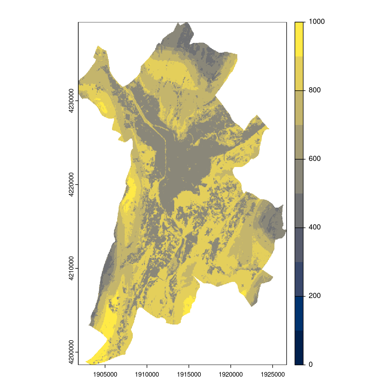 Projection des distributions potentielles contemporaine et futures jusqu'à l'horizon 2100 sous le scénario SSP5-8.5 (modèle d'ensemble, GCM IPSL).
