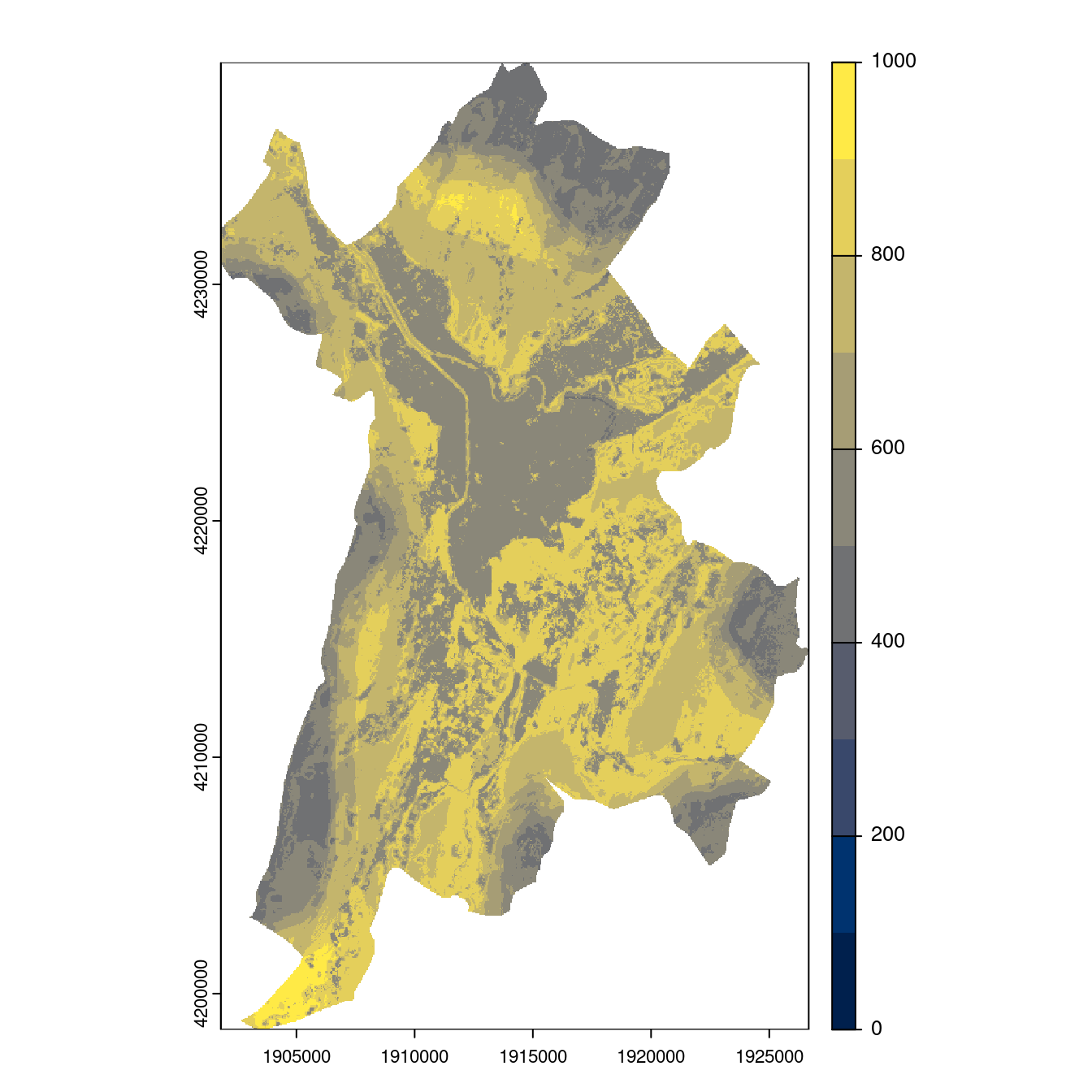 Projection des distributions potentielles contemporaine et futures jusqu'à l'horizon 2100 sous le scénario SSP5-8.5 (modèle d'ensemble, GCM IPSL).