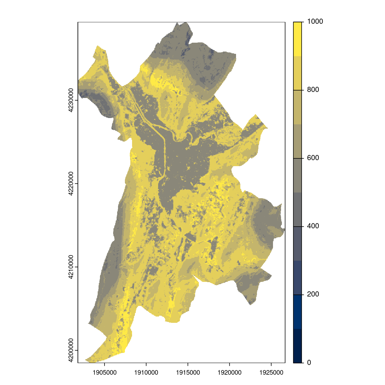Projection des distributions potentielles contemporaine et futures jusqu'à l'horizon 2100 sous le scénario SSP5-8.5 (modèle d'ensemble, GCM IPSL).
