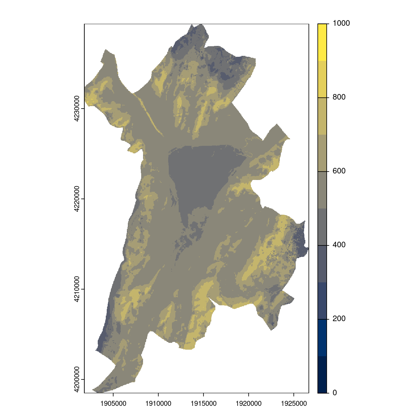 Projection des distributions potentielles contemporaine et futures jusqu'à l'horizon 2100 sous le scénario SSP5-8.5 (modèle d'ensemble, GCM IPSL).