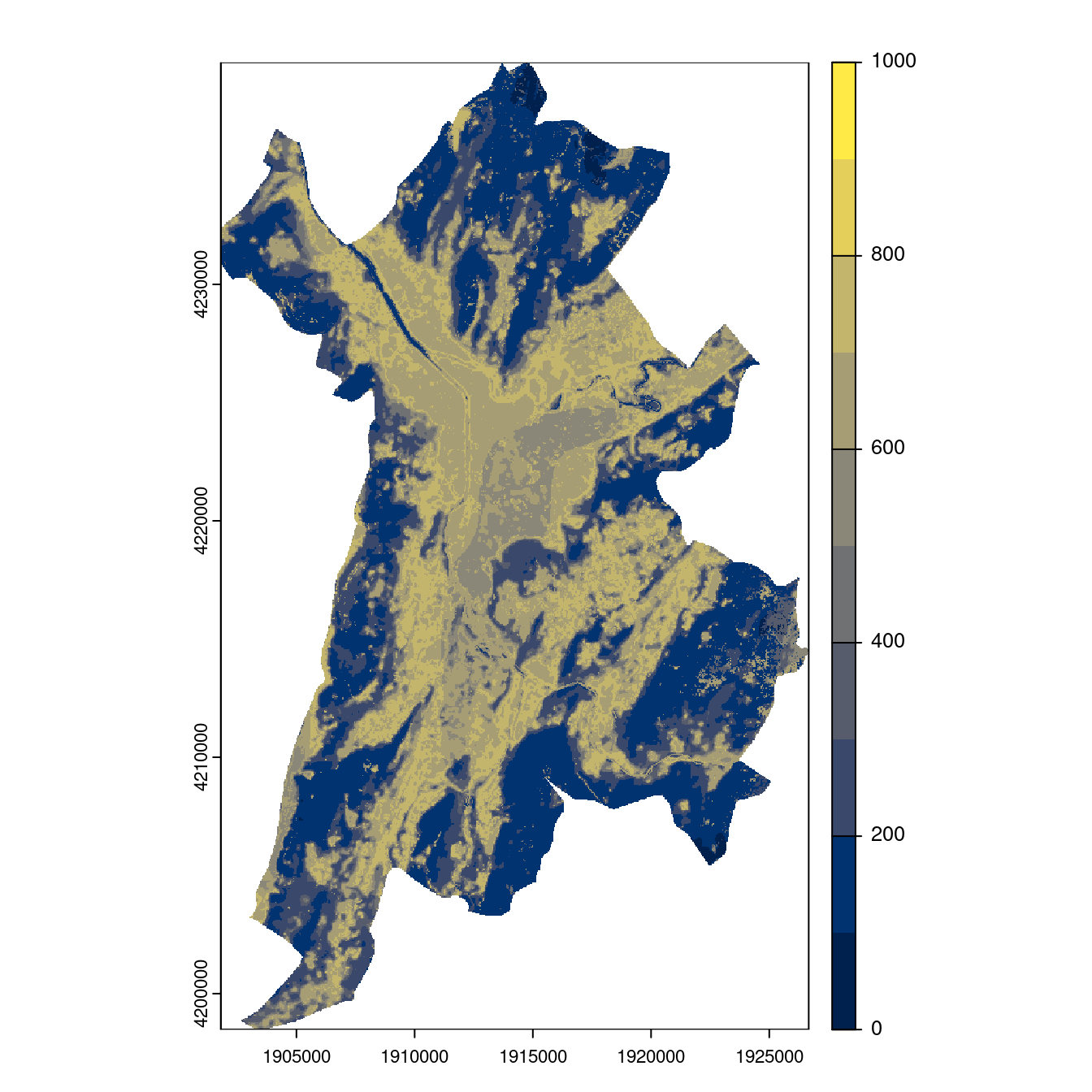 Projection des distributions potentielles contemporaine et futures jusqu'à l'horizon 2100 sous le scénario SSP5-8.5 (modèle d'ensemble, GCM IPSL).