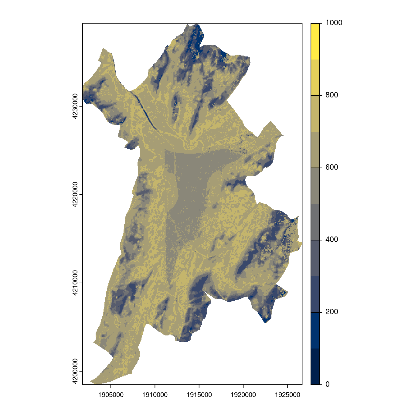 Projection des distributions potentielles contemporaine et futures jusqu'à l'horizon 2100 sous le scénario SSP5-8.5 (modèle d'ensemble, GCM IPSL).