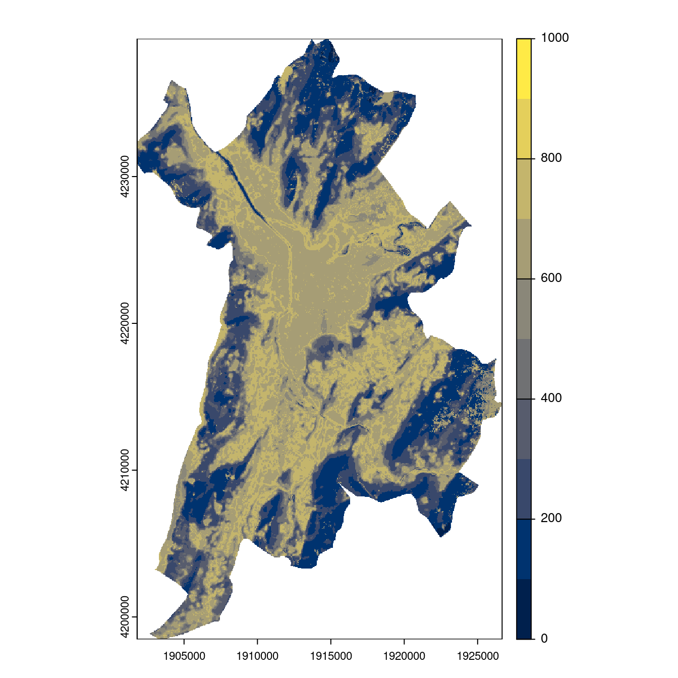 Projection des distributions potentielles contemporaine et futures jusqu'à l'horizon 2100 sous le scénario SSP5-8.5 (modèle d'ensemble, GCM IPSL).