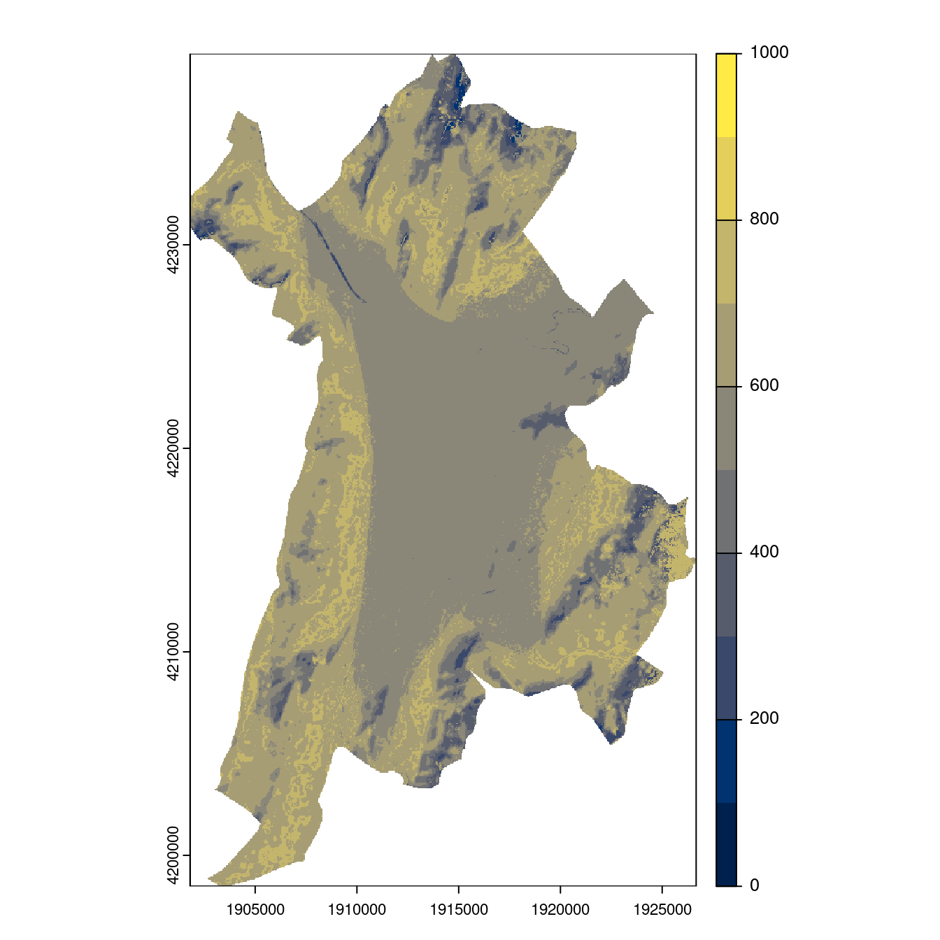 Projection des distributions potentielles contemporaine et futures jusqu'à l'horizon 2100 sous le scénario SSP5-8.5 (modèle d'ensemble, GCM IPSL).