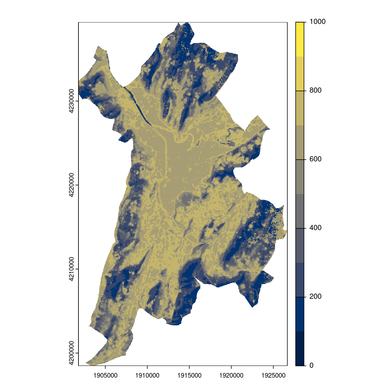 Projection des distributions potentielles contemporaine et futures jusqu'à l'horizon 2100 sous le scénario SSP5-8.5 (modèle d'ensemble, GCM IPSL).