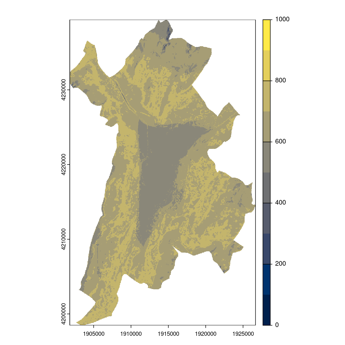 Projection des distributions potentielles contemporaine et futures jusqu'à l'horizon 2100 sous le scénario SSP5-8.5 (modèle d'ensemble, GCM IPSL).