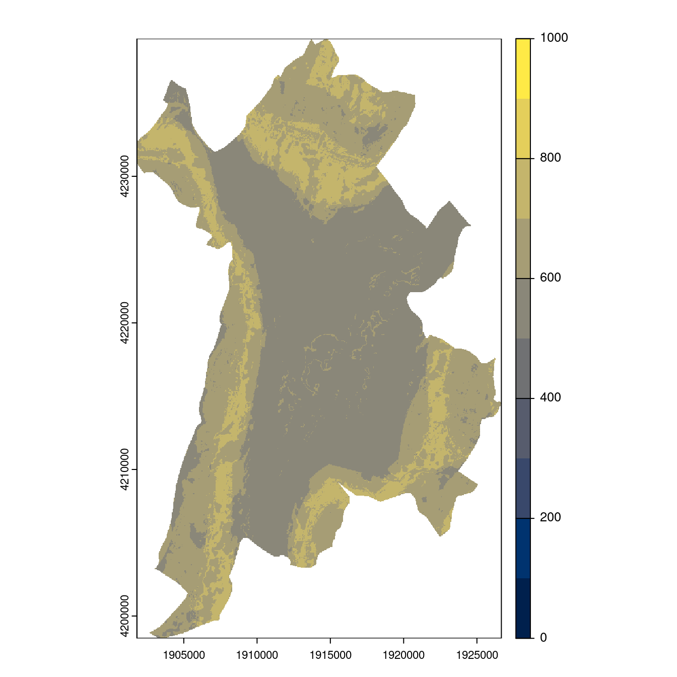 Projection des distributions potentielles contemporaine et futures jusqu'à l'horizon 2100 sous le scénario SSP5-8.5 (modèle d'ensemble, GCM IPSL).