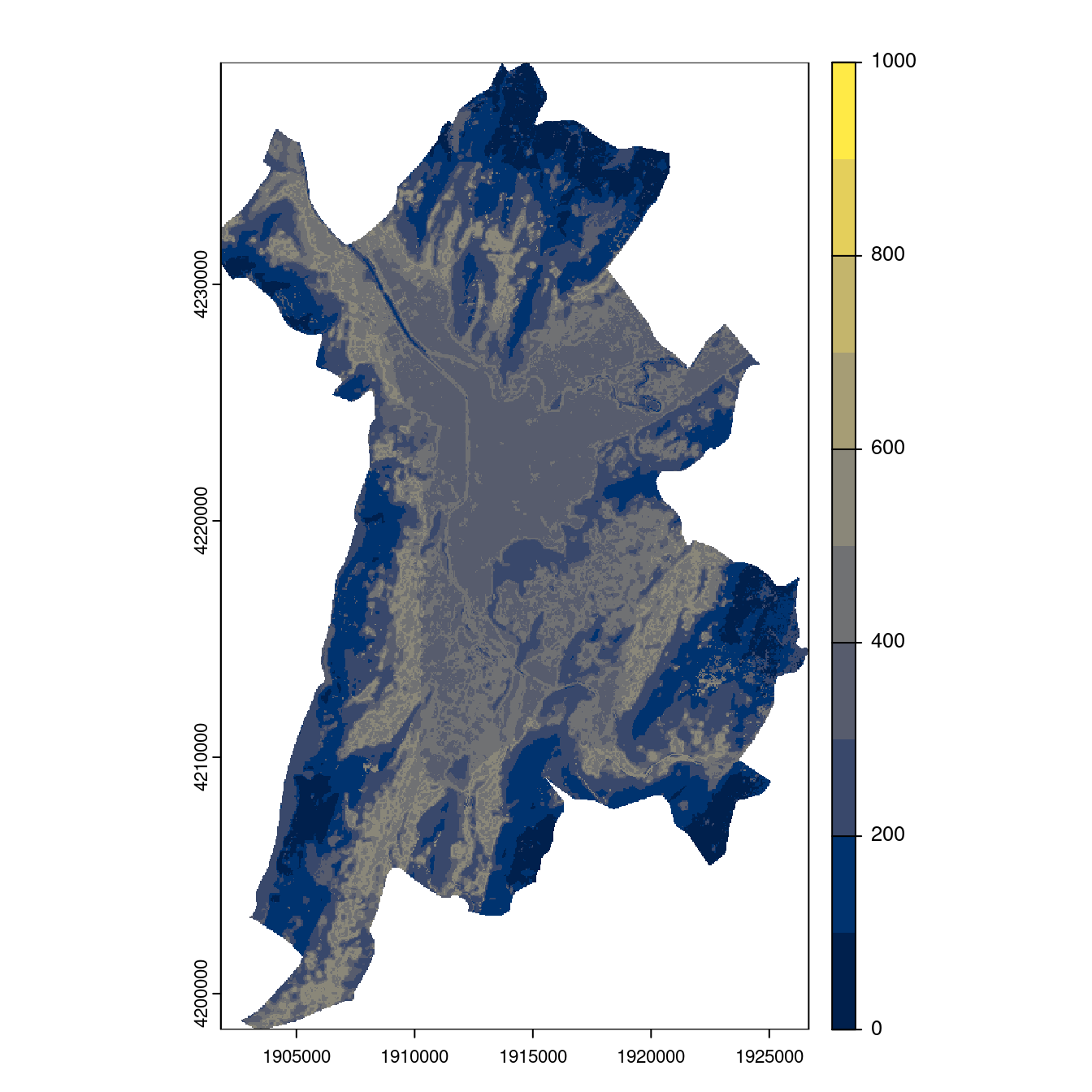 Projection des distributions potentielles contemporaine et futures jusqu'à l'horizon 2100 sous le scénario SSP5-8.5 (modèle d'ensemble, GCM IPSL).
