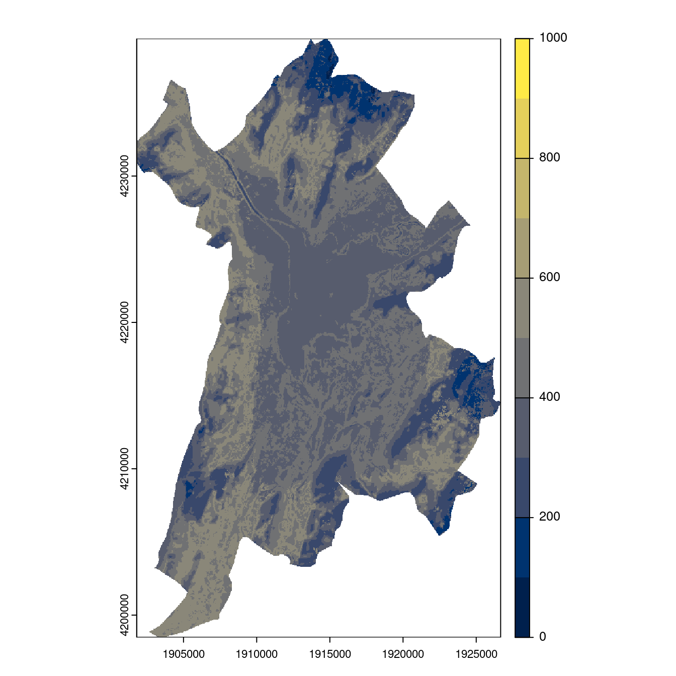 Projection des distributions potentielles contemporaine et futures jusqu'à l'horizon 2100 sous le scénario SSP5-8.5 (modèle d'ensemble, GCM IPSL).