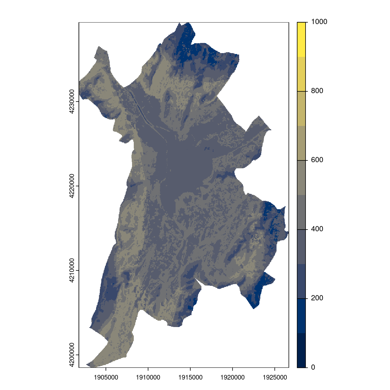 Projection des distributions potentielles contemporaine et futures jusqu'à l'horizon 2100 sous le scénario SSP5-8.5 (modèle d'ensemble, GCM IPSL).