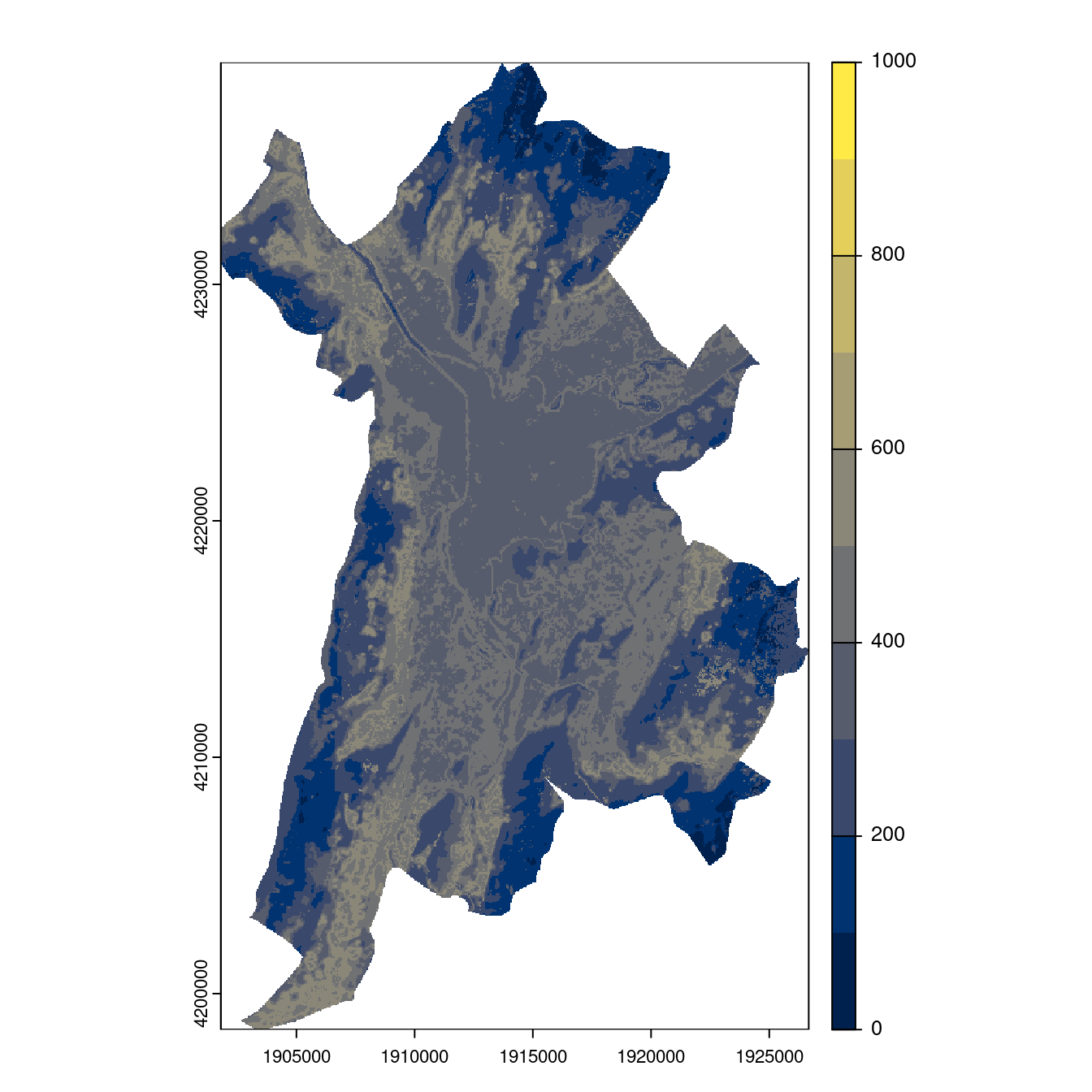 Projection des distributions potentielles contemporaine et futures jusqu'à l'horizon 2100 sous le scénario SSP5-8.5 (modèle d'ensemble, GCM IPSL).
