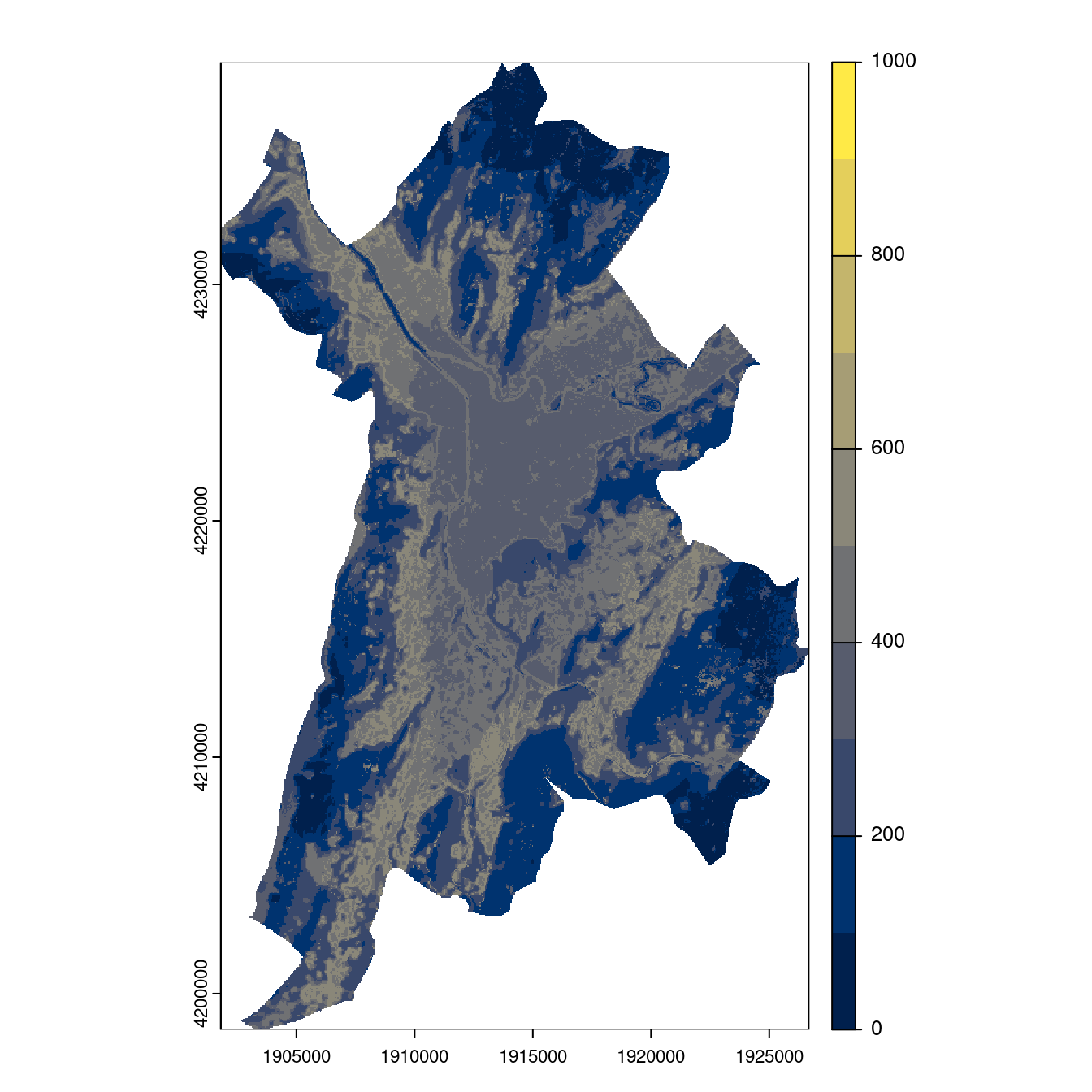 Projection des distributions potentielles contemporaine et futures jusqu'à l'horizon 2100 sous le scénario SSP5-8.5 (modèle d'ensemble, GCM IPSL).