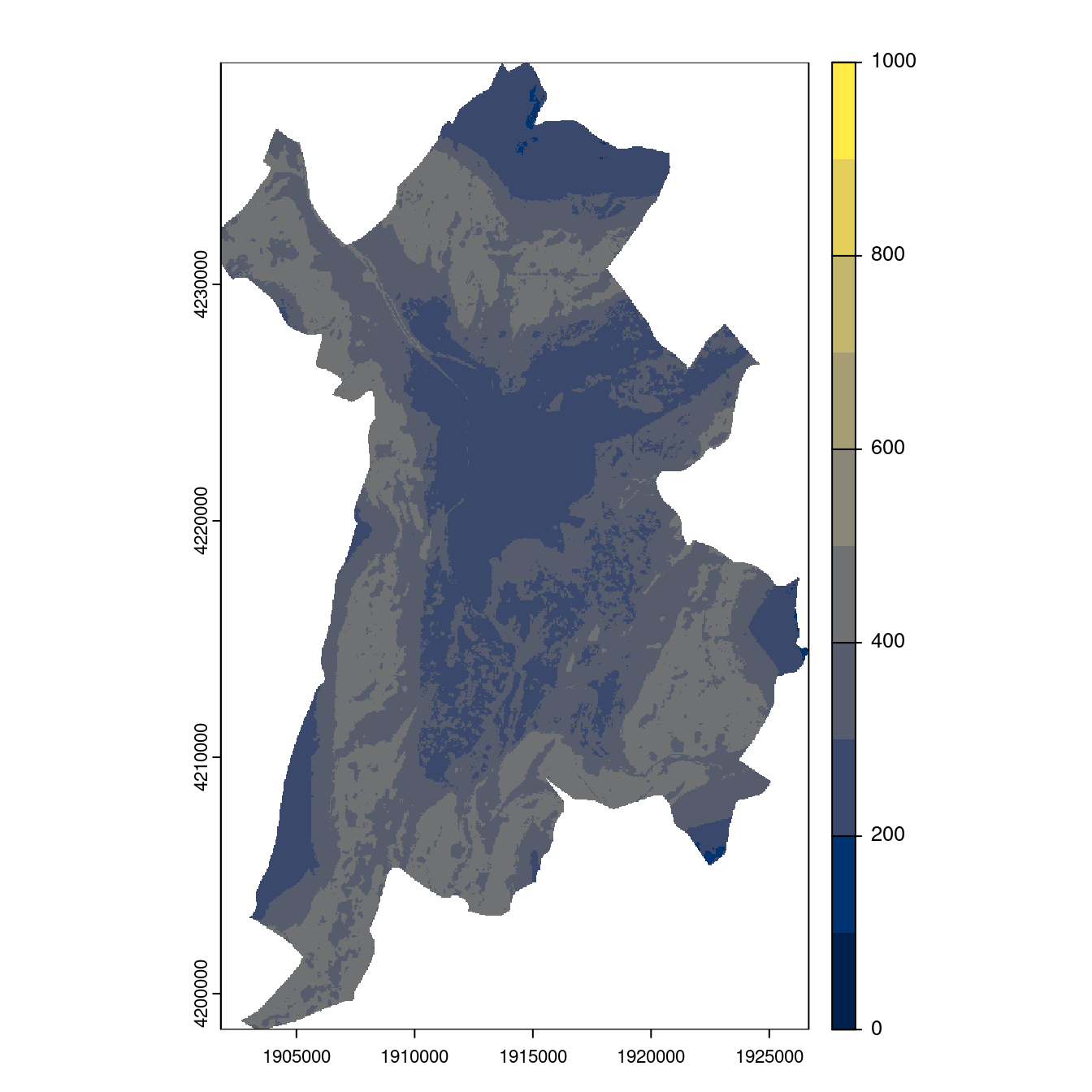 Projection des distributions potentielles contemporaine et futures jusqu'à l'horizon 2100 sous le scénario SSP5-8.5 (modèle d'ensemble, GCM IPSL).