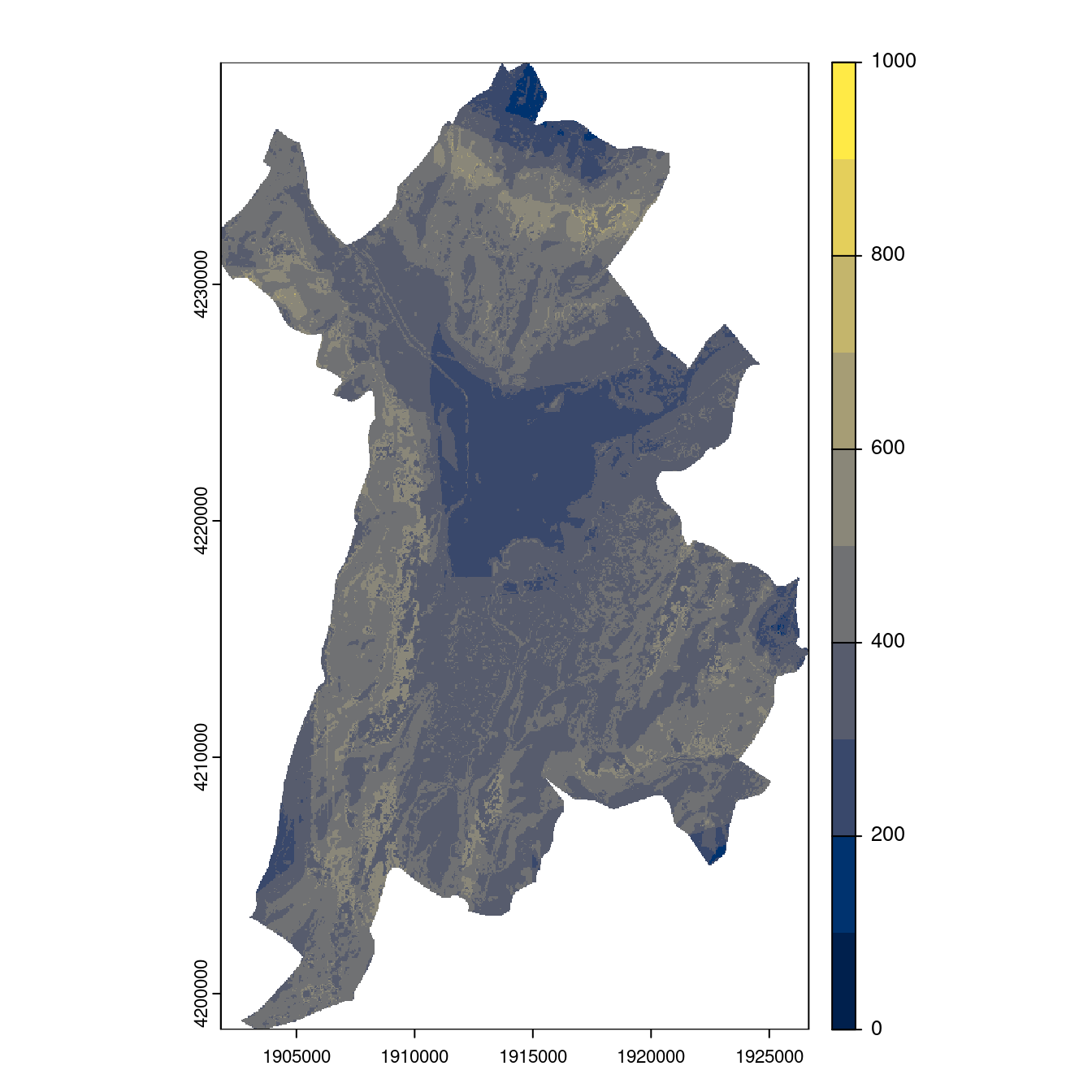 Projection des distributions potentielles contemporaine et futures jusqu'à l'horizon 2100 sous le scénario SSP5-8.5 (modèle d'ensemble, GCM IPSL).