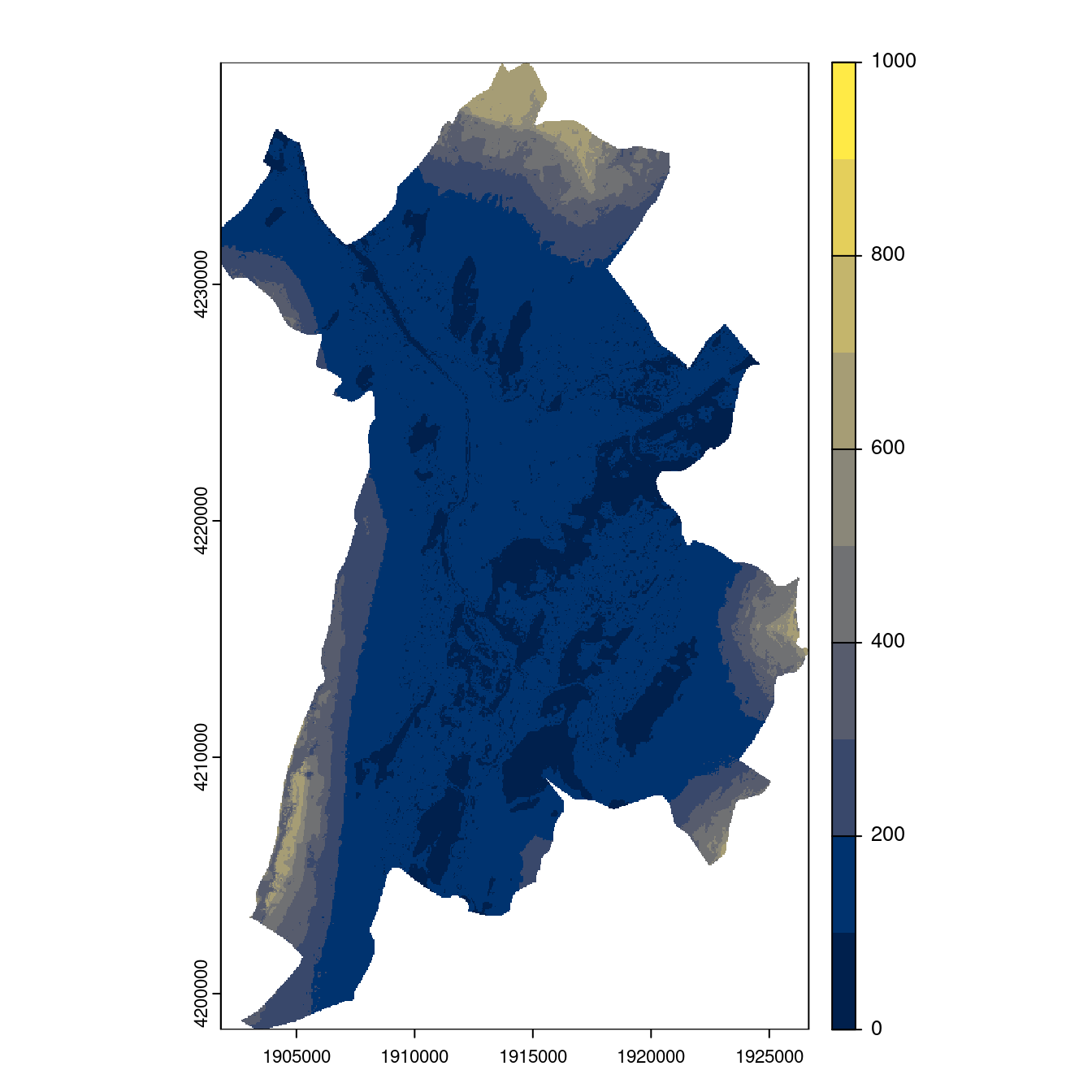 Projection des distributions potentielles contemporaine et futures jusqu'à l'horizon 2100 sous le scénario SSP5-8.5 (modèle d'ensemble, GCM IPSL).
