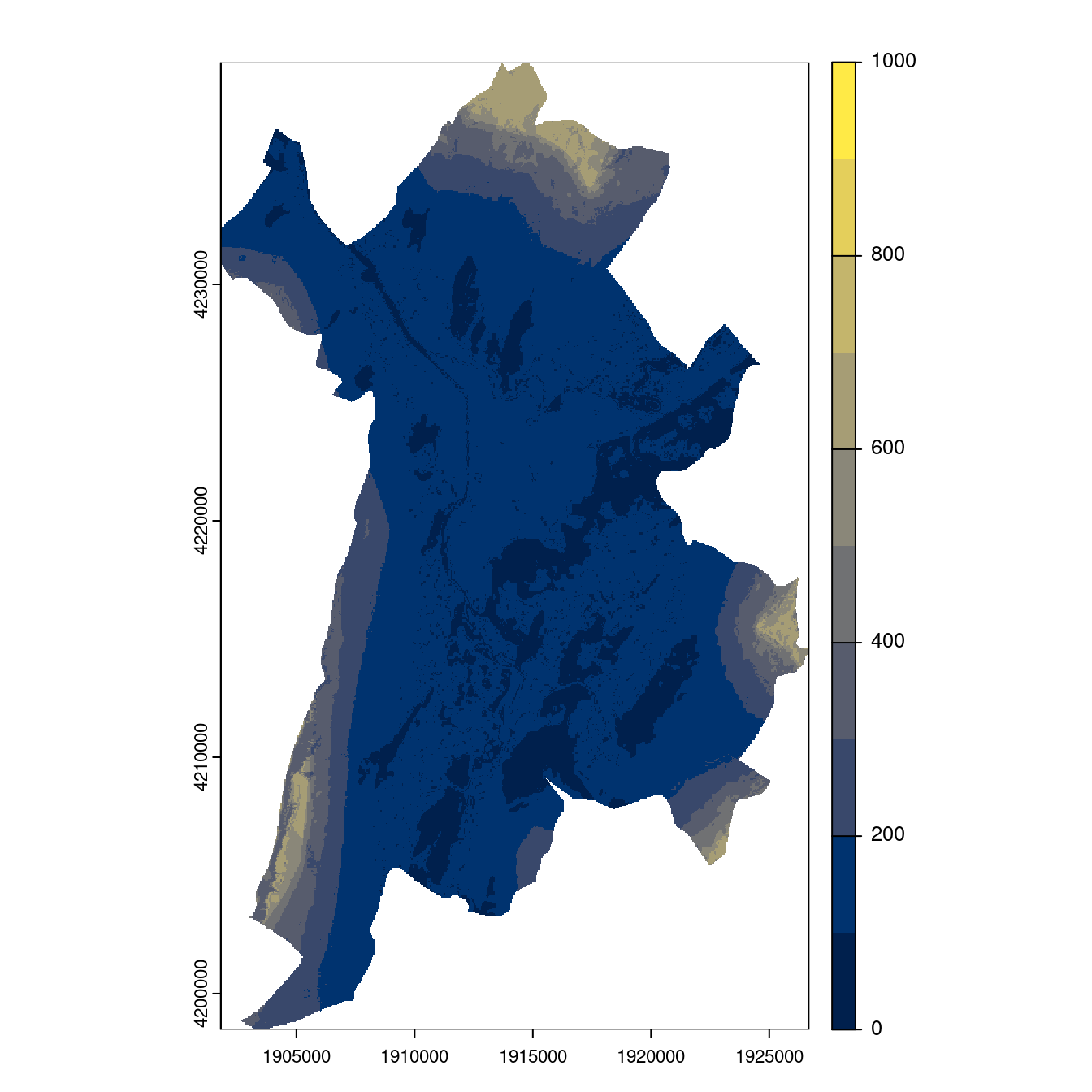 Projection des distributions potentielles contemporaine et futures jusqu'à l'horizon 2100 sous le scénario SSP5-8.5 (modèle d'ensemble, GCM IPSL).