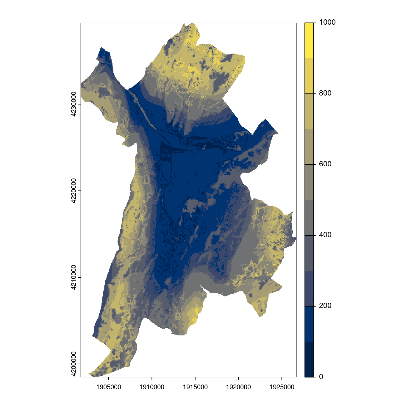 Projection des distributions potentielles contemporaine et futures jusqu'à l'horizon 2100 sous le scénario SSP5-8.5 (modèle d'ensemble, GCM IPSL).