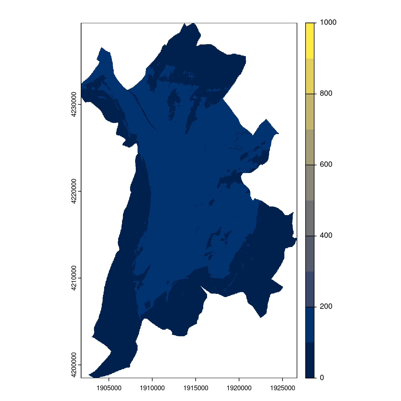Projection des distributions potentielles contemporaine et futures jusqu'à l'horizon 2100 sous le scénario SSP5-8.5 (modèle d'ensemble, GCM IPSL).