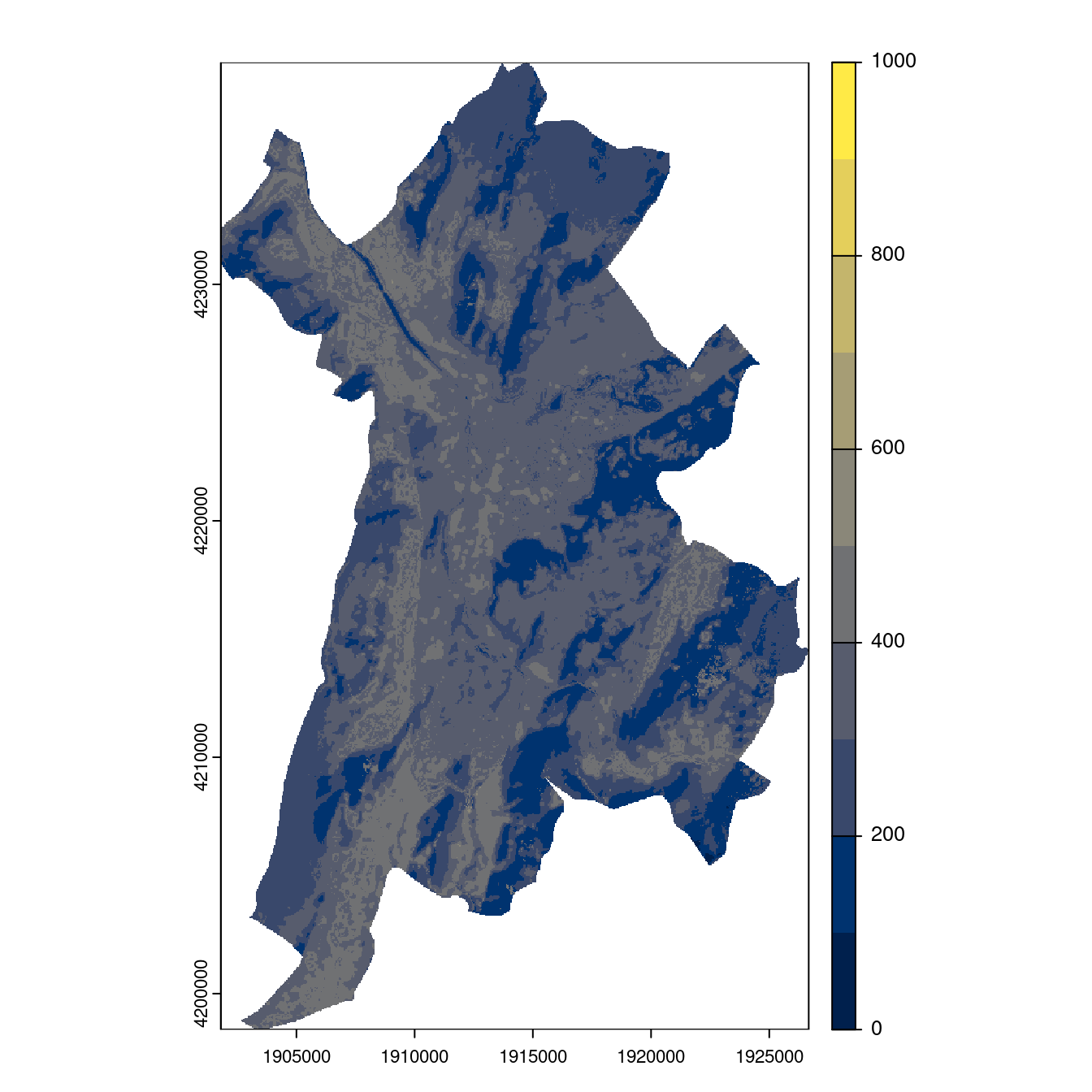 Projection des distributions potentielles contemporaine et futures jusqu'à l'horizon 2100 sous le scénario SSP5-8.5 (modèle d'ensemble, GCM IPSL).