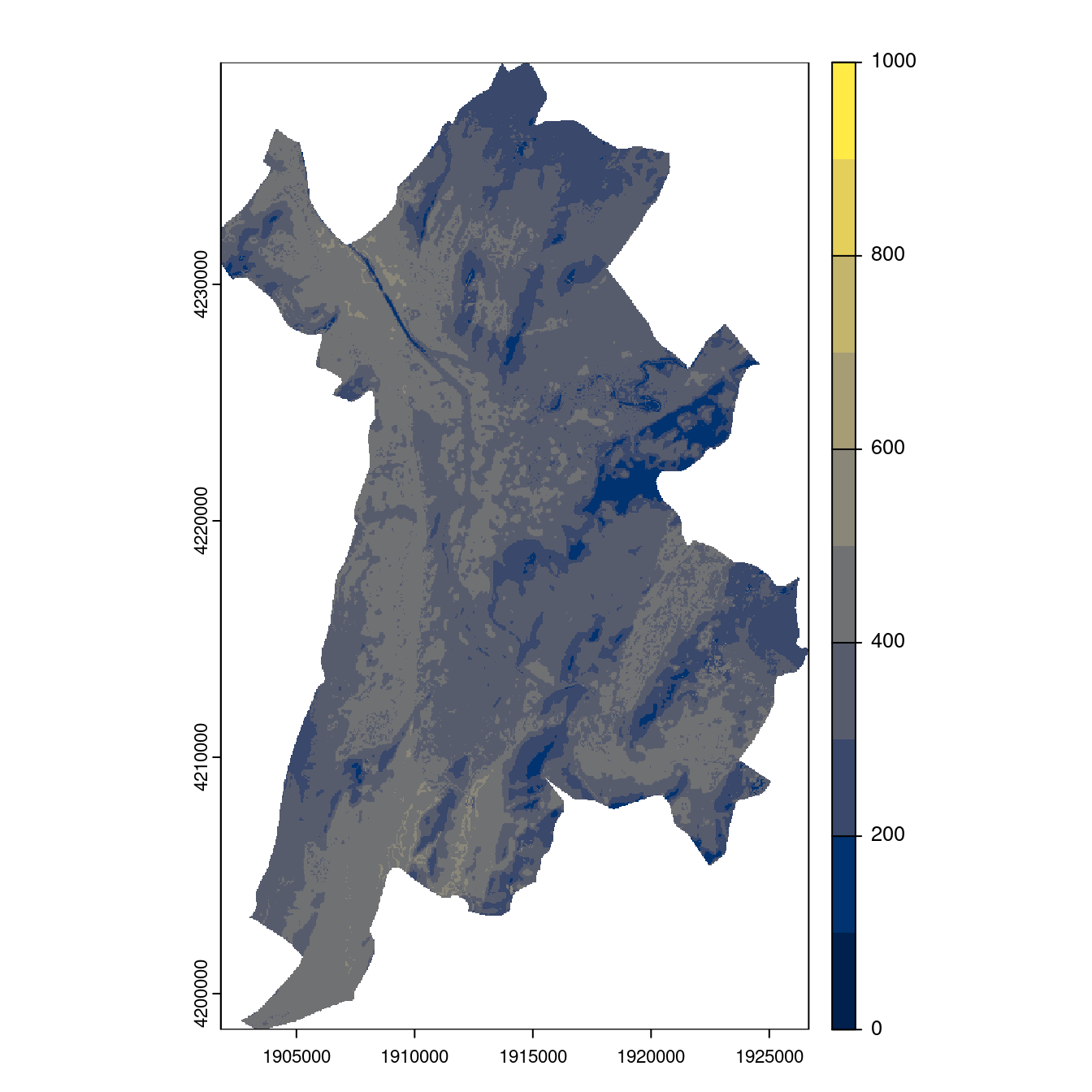 Projection des distributions potentielles contemporaine et futures jusqu'à l'horizon 2100 sous le scénario SSP5-8.5 (modèle d'ensemble, GCM IPSL).