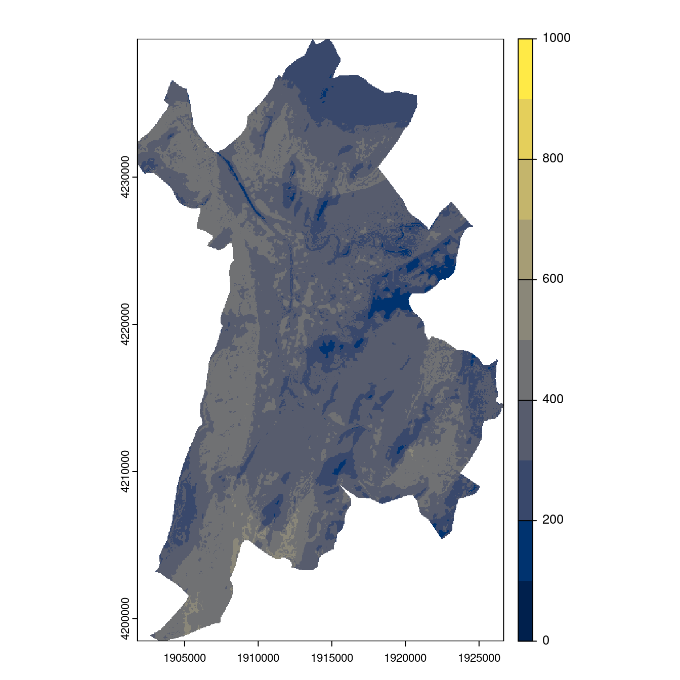 Projection des distributions potentielles contemporaine et futures jusqu'à l'horizon 2100 sous le scénario SSP5-8.5 (modèle d'ensemble, GCM IPSL).