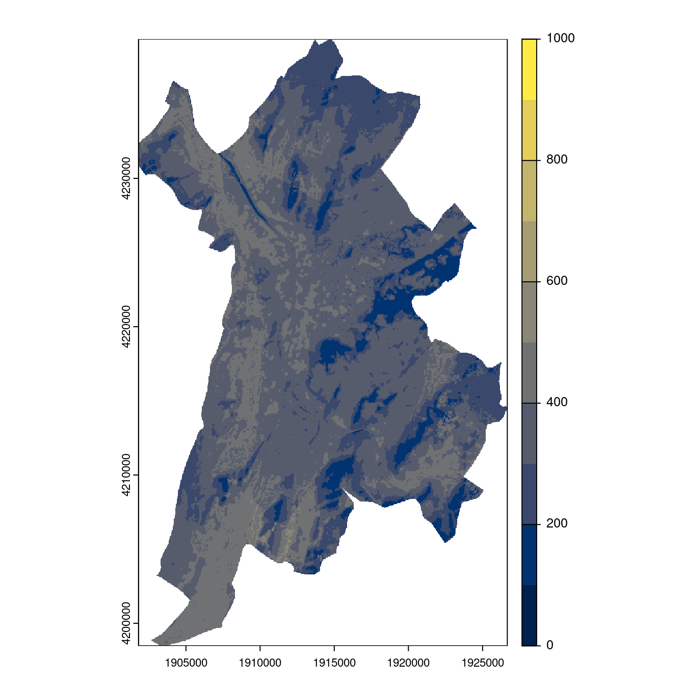 Projection des distributions potentielles contemporaine et futures jusqu'à l'horizon 2100 sous le scénario SSP5-8.5 (modèle d'ensemble, GCM IPSL).
