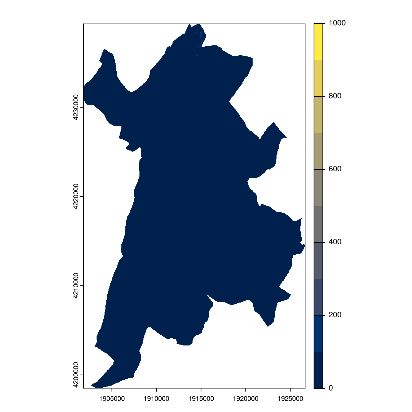 Projection des distributions potentielles contemporaine et futures jusqu'à l'horizon 2100 sous le scénario SSP5-8.5 (modèle d'ensemble, GCM IPSL).