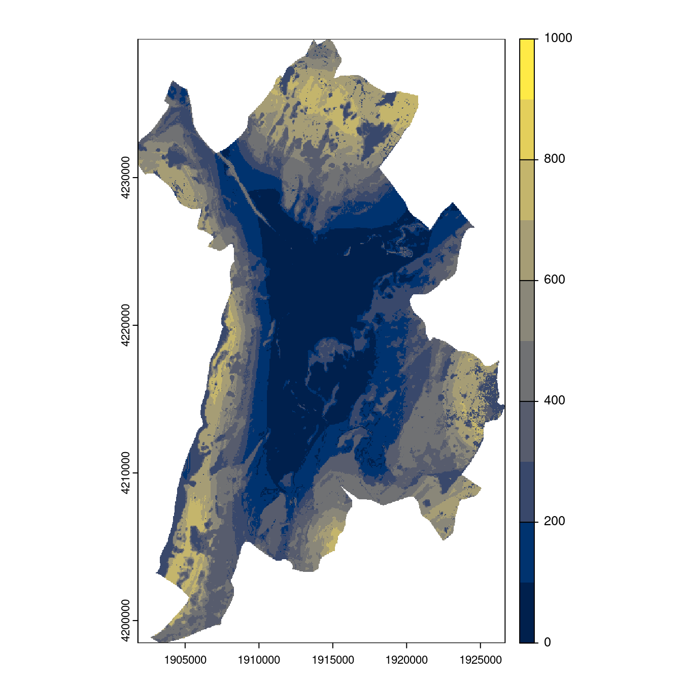 Projection des distributions potentielles contemporaine et futures jusqu'à l'horizon 2100 sous le scénario SSP5-8.5 (modèle d'ensemble, GCM IPSL).