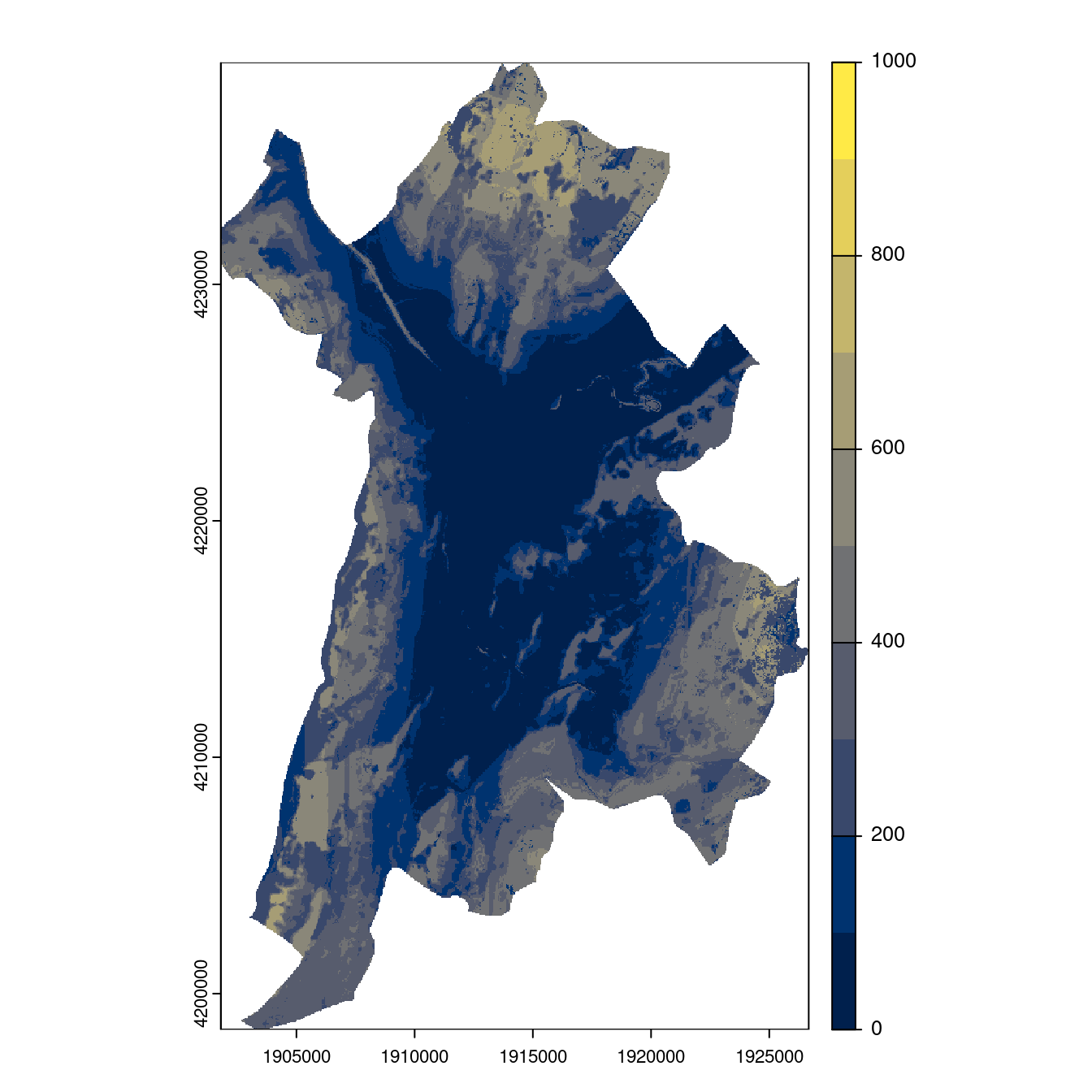 Projection des distributions potentielles contemporaine et futures jusqu'à l'horizon 2100 sous le scénario SSP5-8.5 (modèle d'ensemble, GCM IPSL).