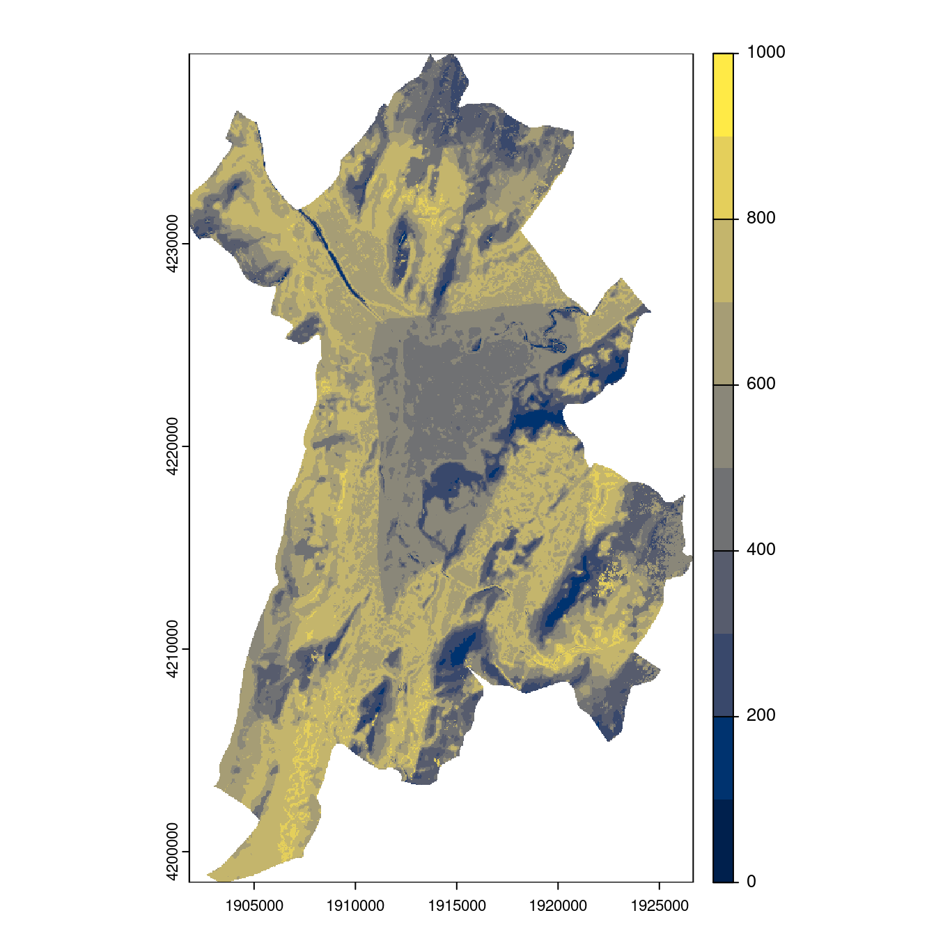 Projection des distributions potentielles contemporaine et futures jusqu'à l'horizon 2100 sous le scénario SSP5-8.5 (modèle d'ensemble, GCM IPSL).