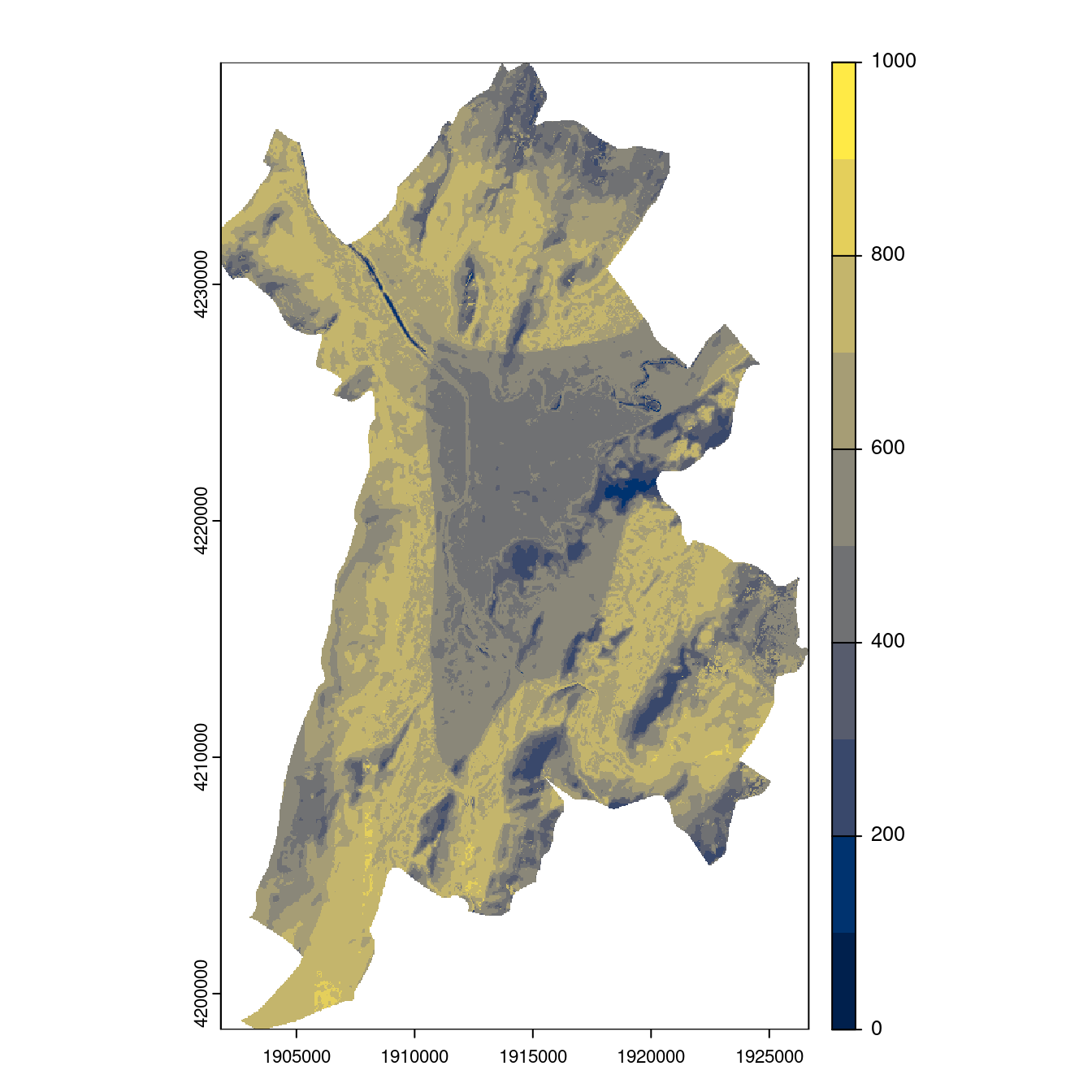 Projection des distributions potentielles contemporaine et futures jusqu'à l'horizon 2100 sous le scénario SSP5-8.5 (modèle d'ensemble, GCM IPSL).