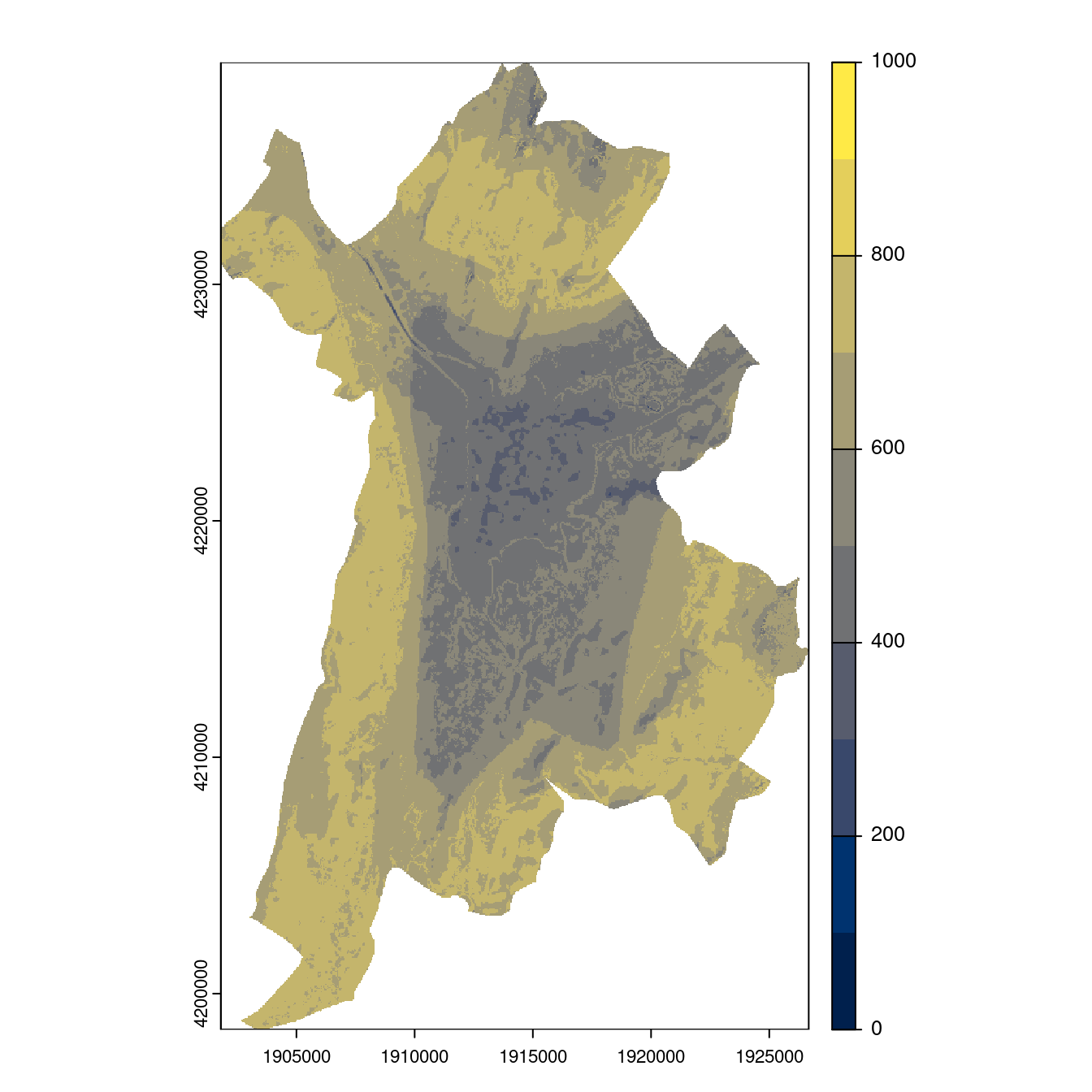Projection des distributions potentielles contemporaine et futures jusqu'à l'horizon 2100 sous le scénario SSP5-8.5 (modèle d'ensemble, GCM IPSL).