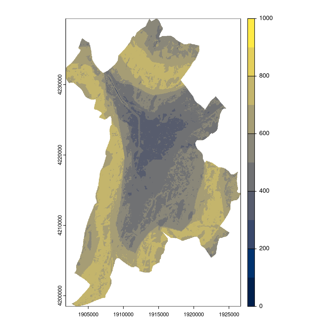 Projection des distributions potentielles contemporaine et futures jusqu'à l'horizon 2100 sous le scénario SSP5-8.5 (modèle d'ensemble, GCM IPSL).