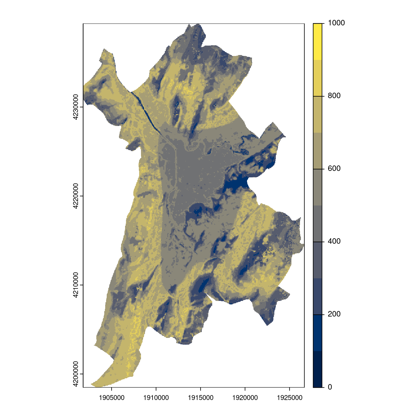 Projection des distributions potentielles contemporaine et futures jusqu'à l'horizon 2100 sous le scénario SSP5-8.5 (modèle d'ensemble, GCM IPSL).